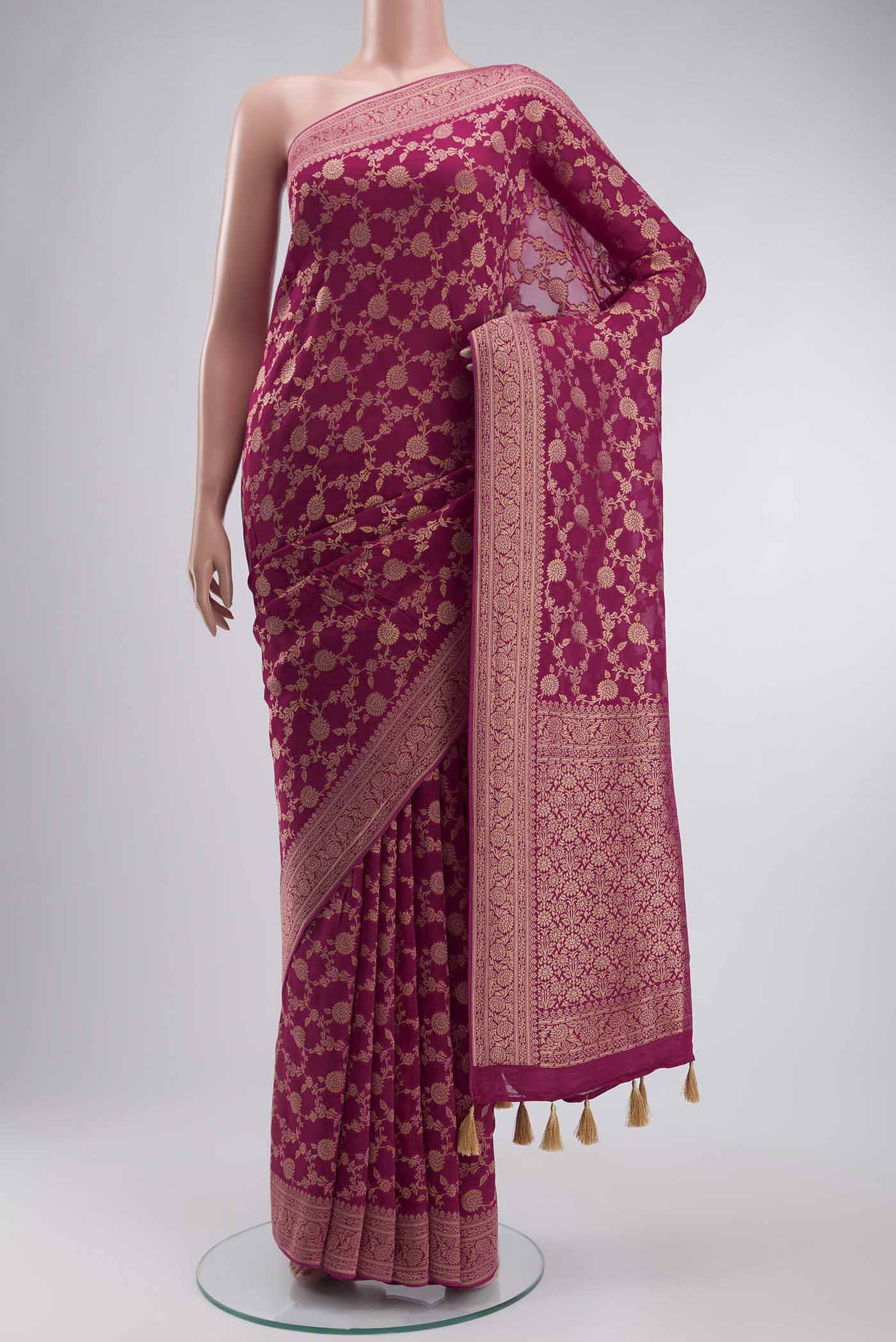 Pink Blended Banarasi Georgette Saree