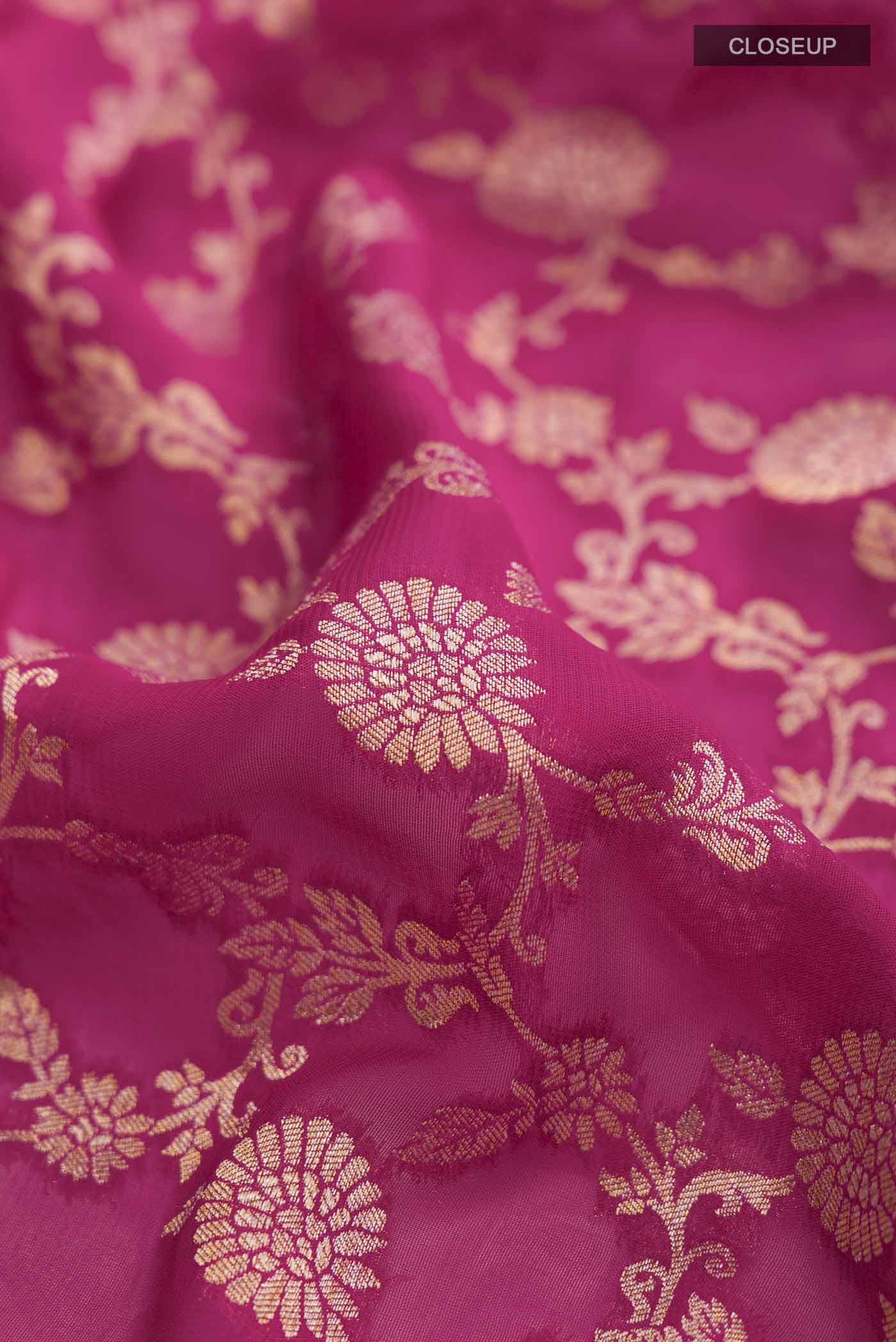 Pink Blended Banarasi Georgette Saree - Image 2