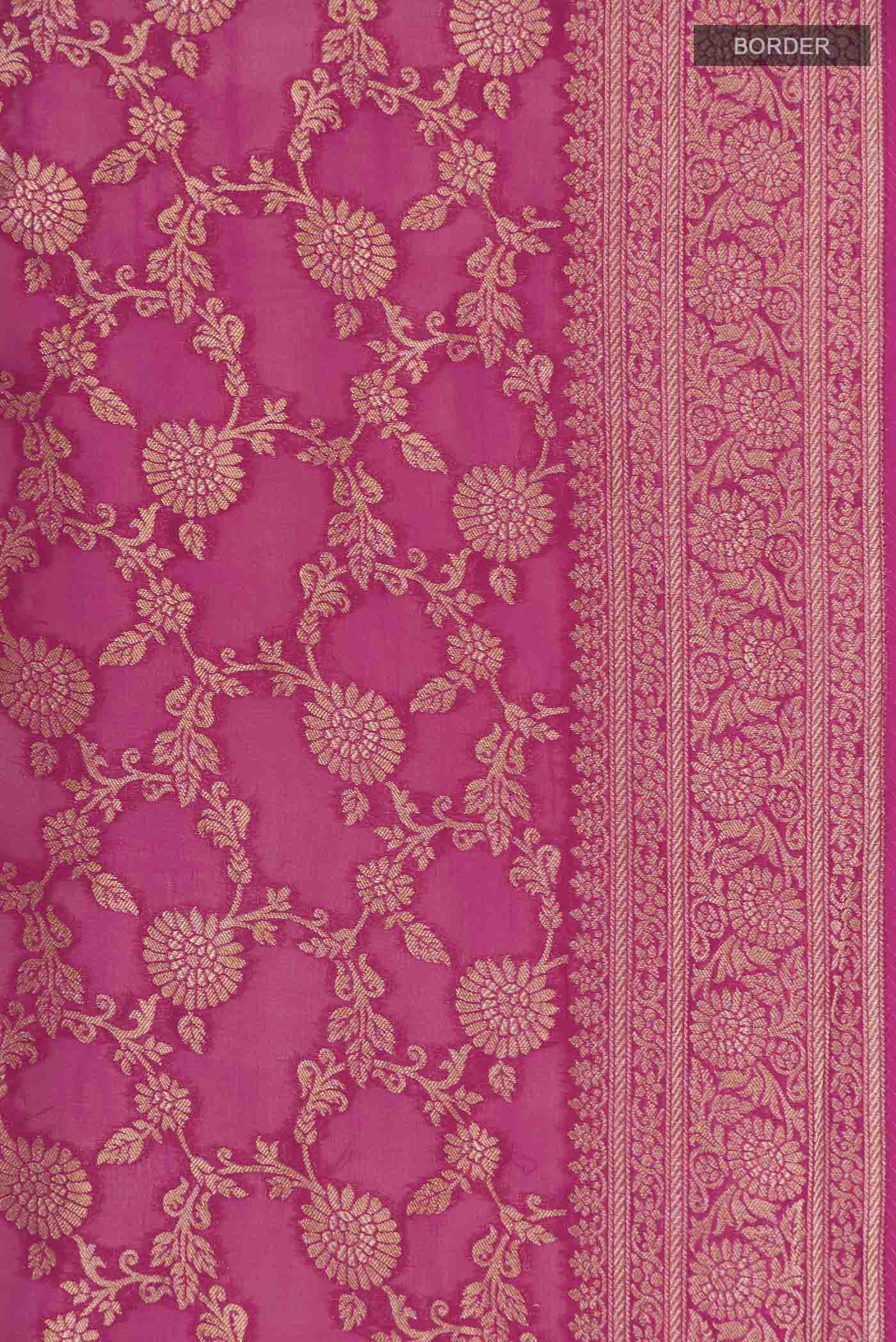 Pink Blended Banarasi Georgette Saree - Image 3