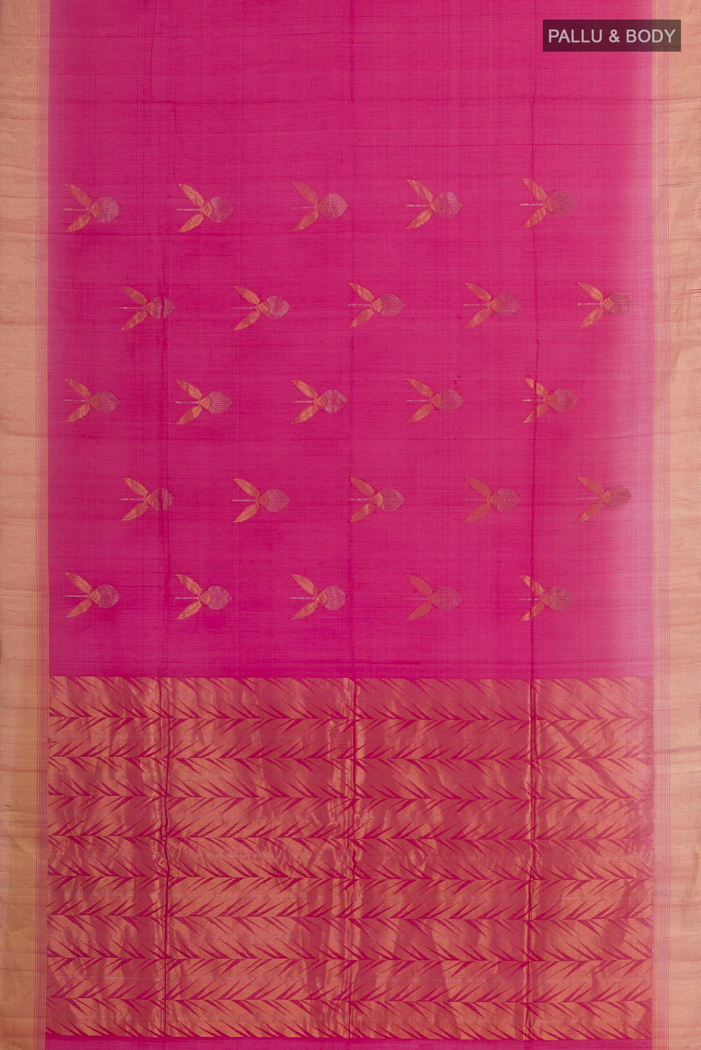 Pink Silk Cotton Saree - Image 3