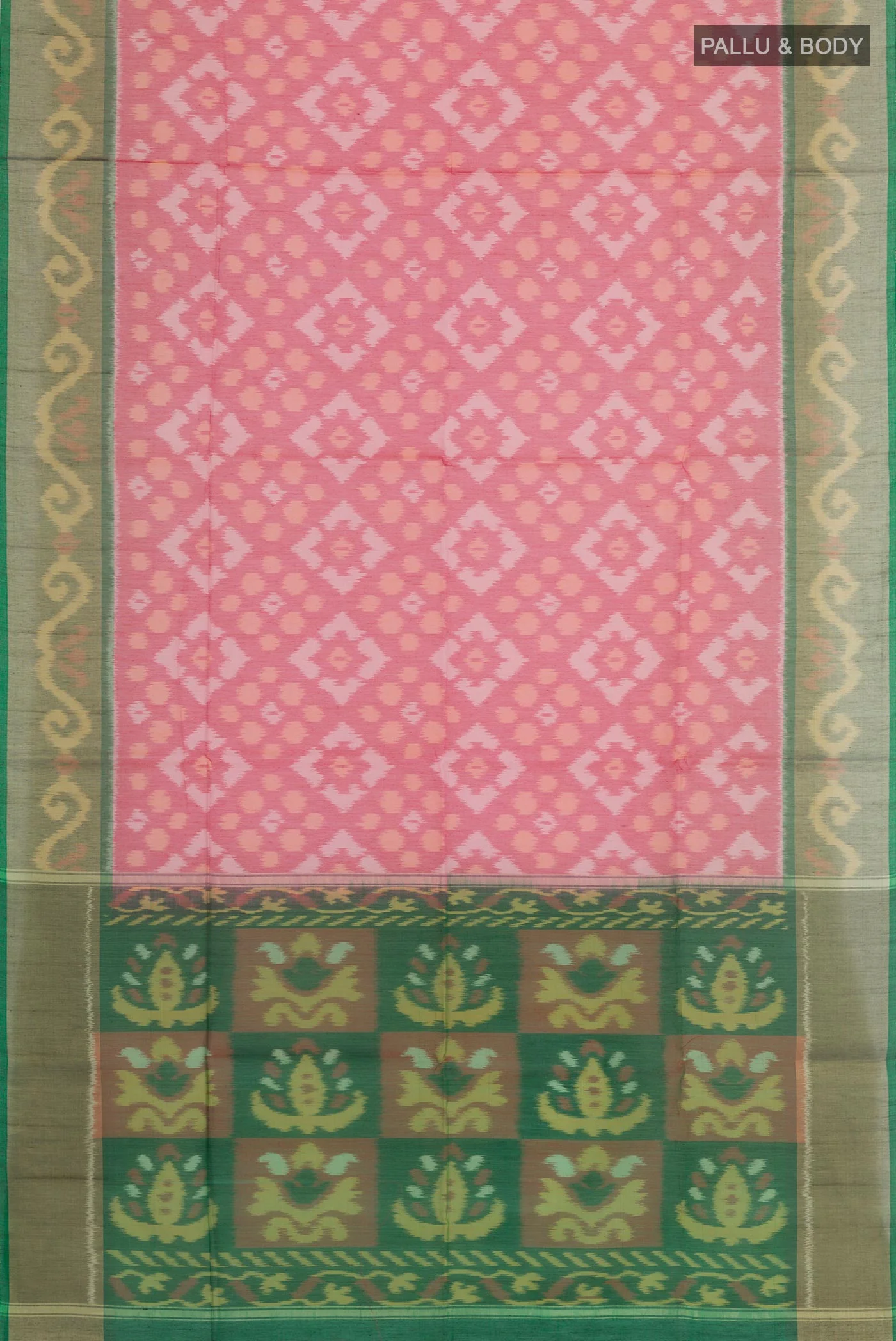 Pink Silk Cotton Saree - Image 3