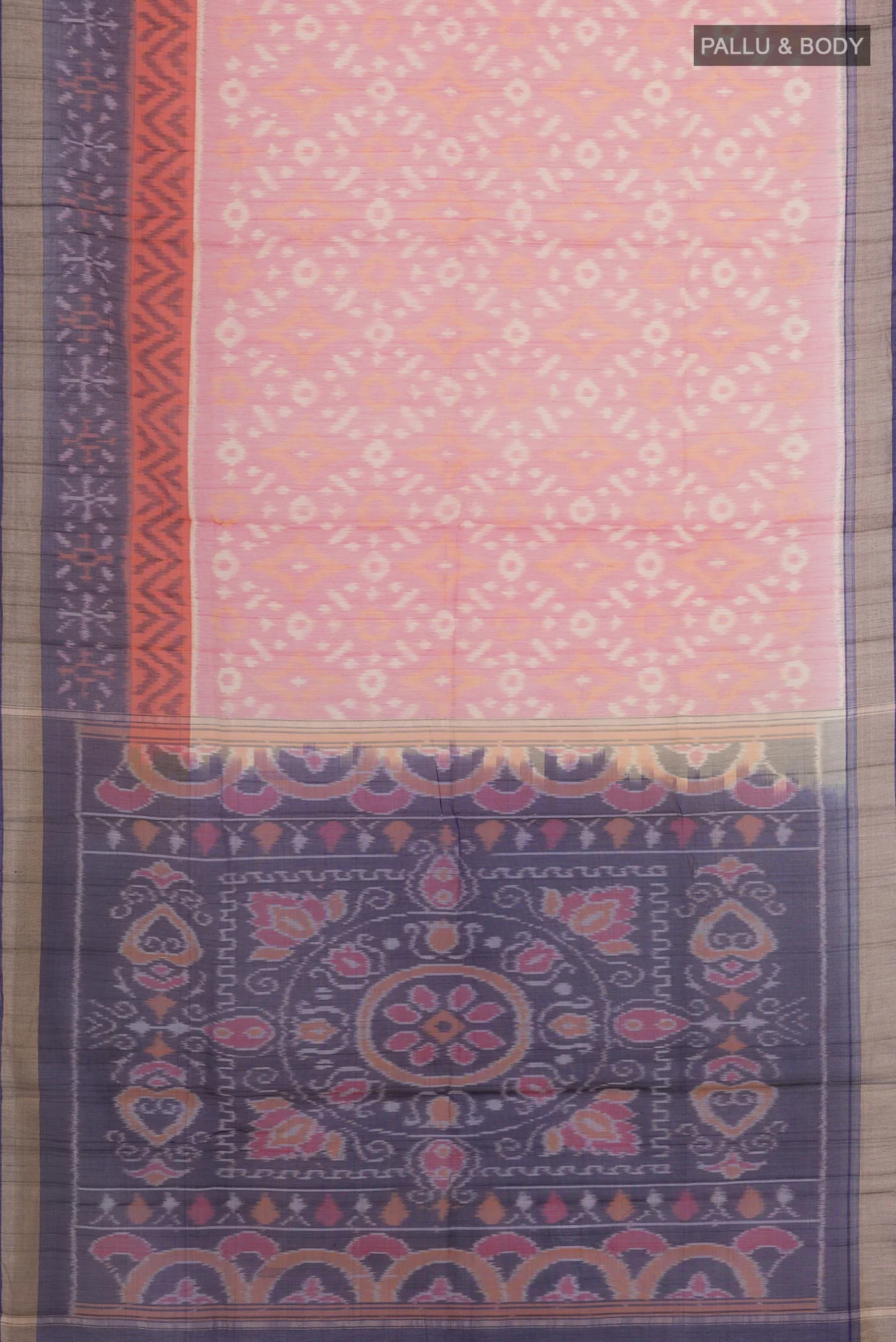 Pink Silk Cotton Saree - Image 3