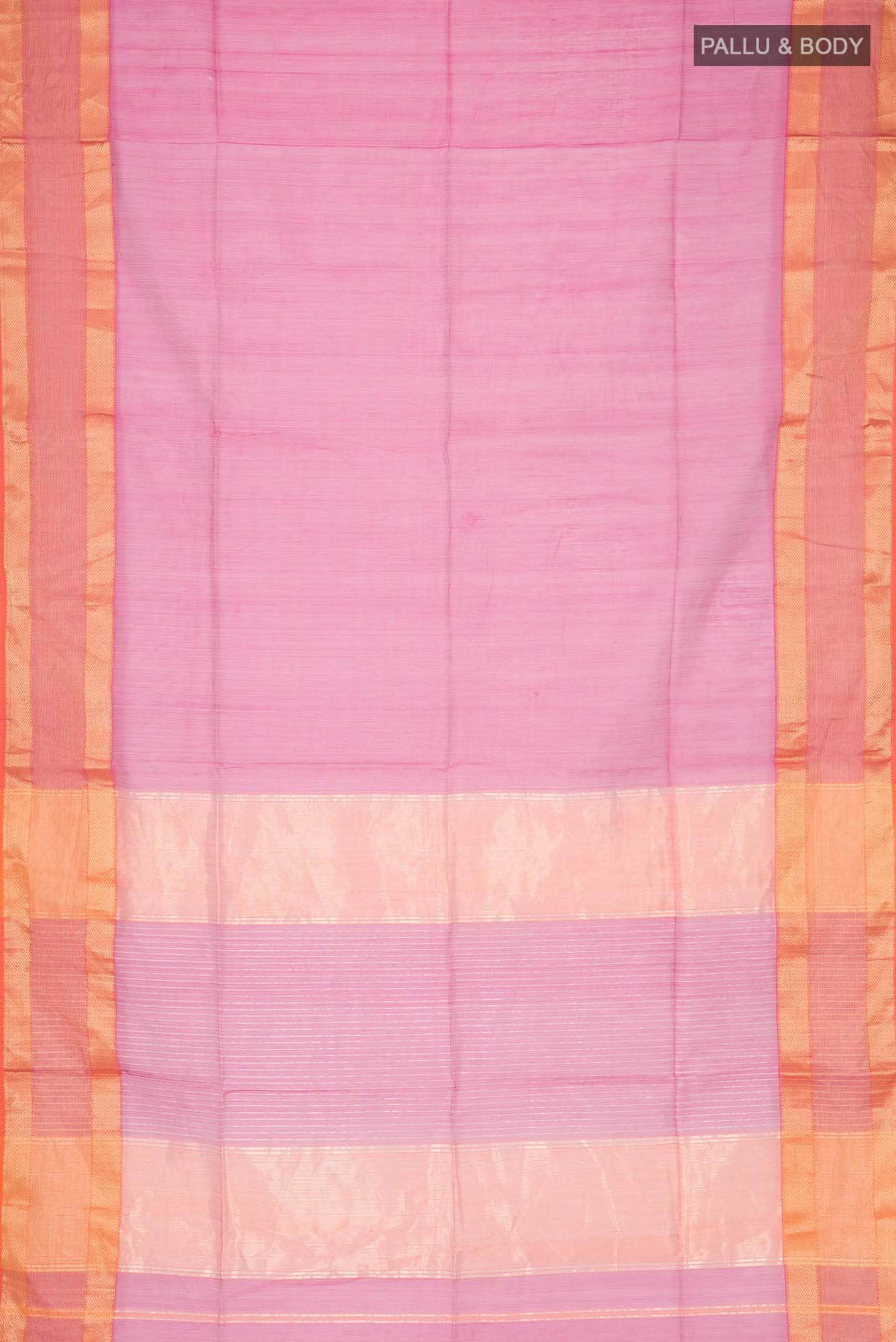 Pink Blended Maheshwari Silk Cotton Saree - Image 2