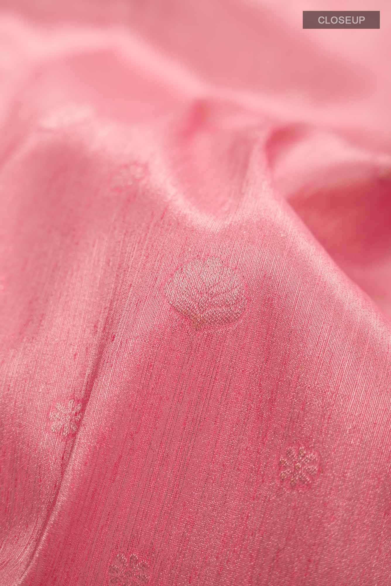Pink Blended Tussar Silk Saree - Image 3