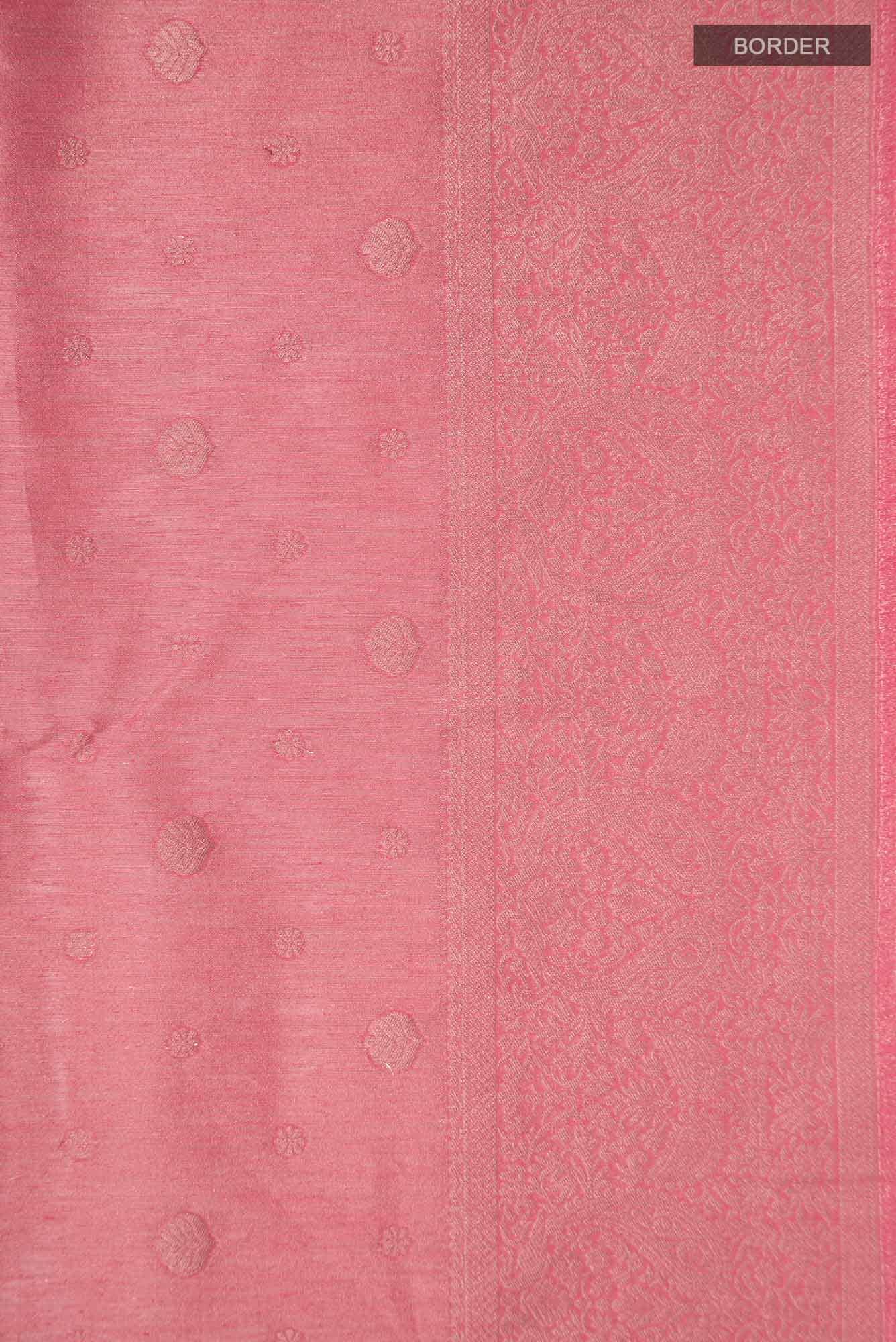 Pink Blended Tussar Silk Saree - Image 5