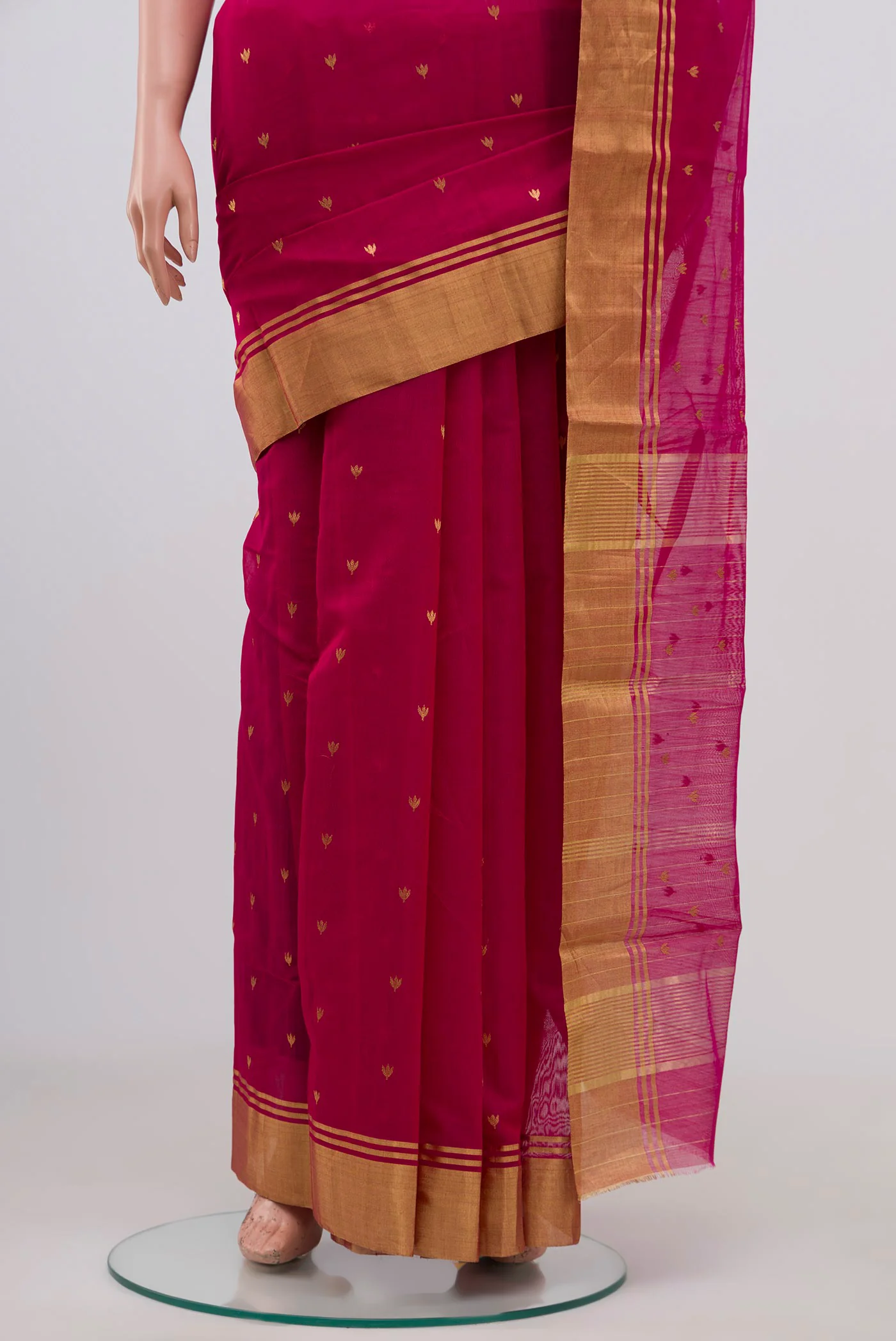 Pink Chanderi Silk Cotton Saree - Image 3