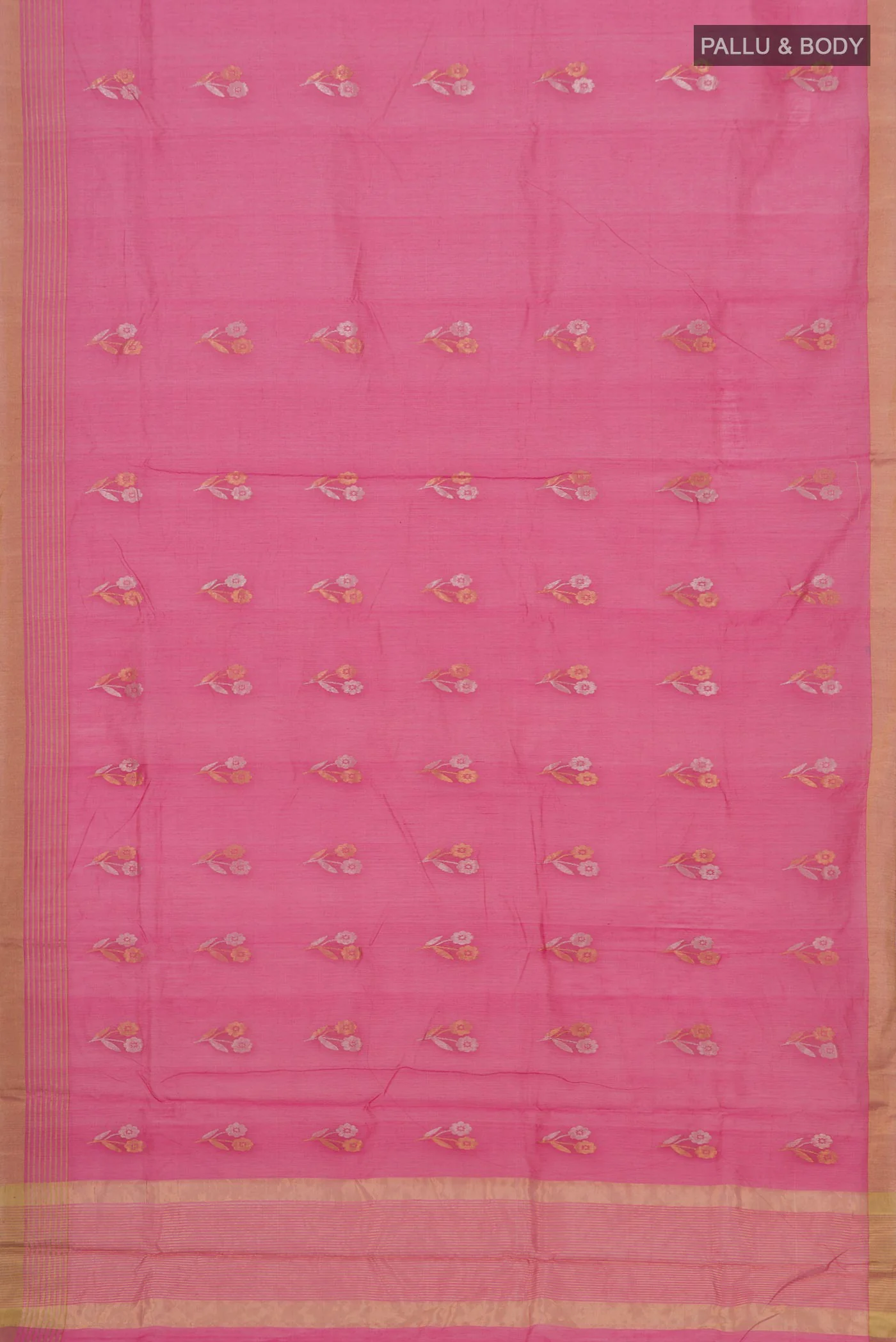 Pink Chanderi Silk Cotton Saree - Image 5