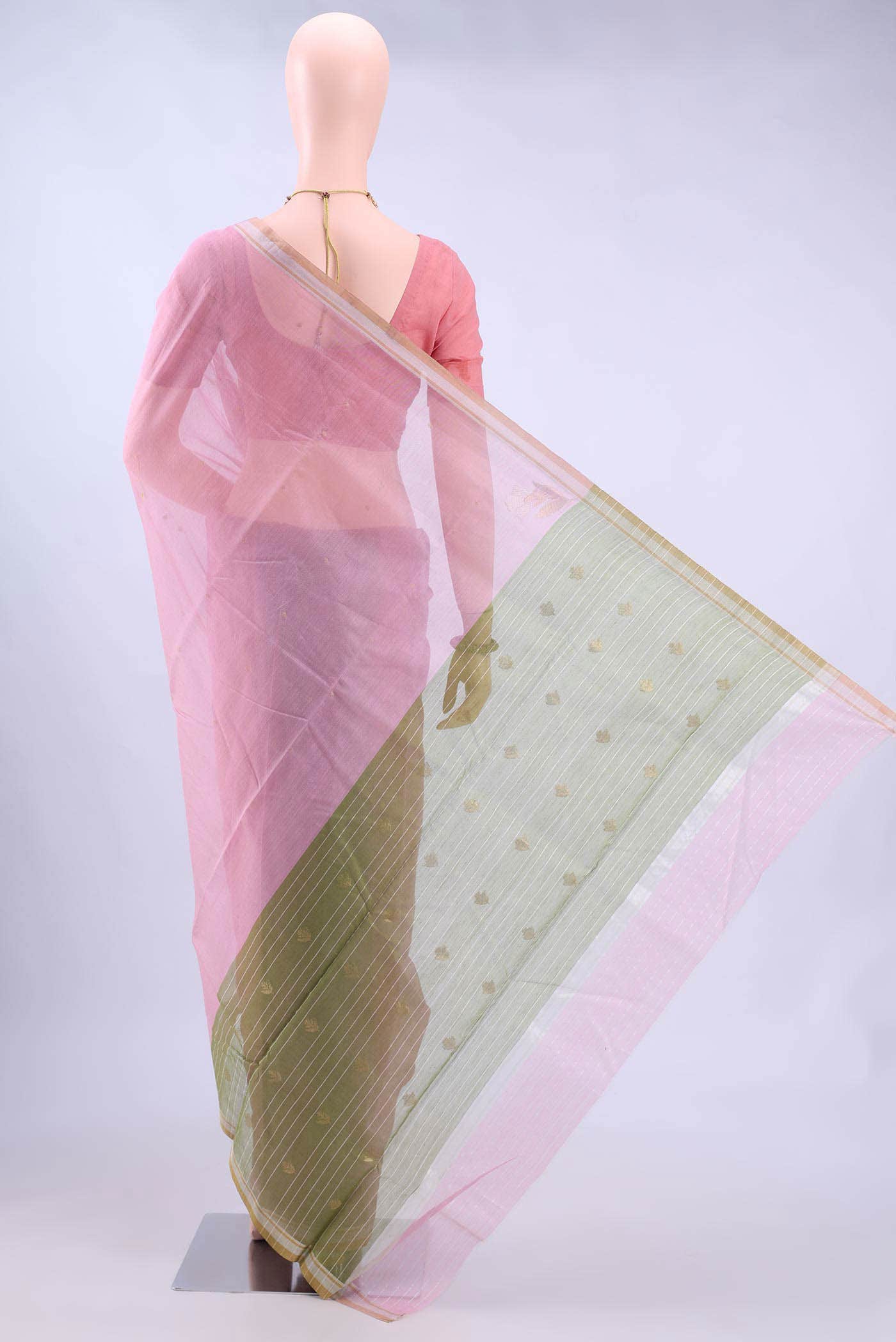 Pink Chanderi Silk Saree - Image 2