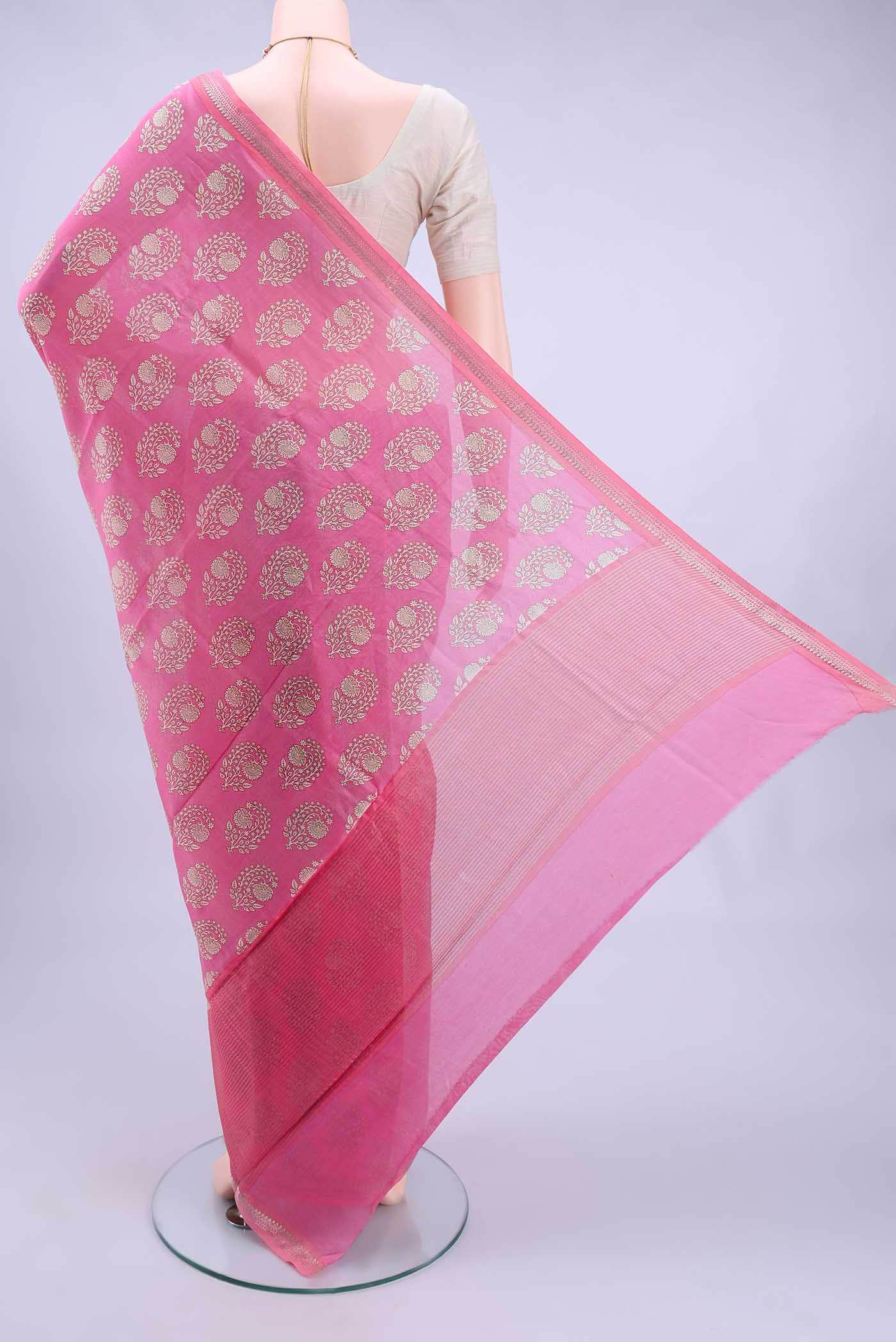 Pink Chanderi Silk Saree - Image 2