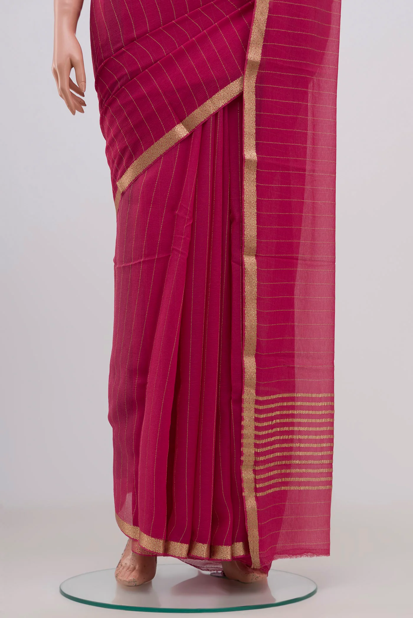 Pink Mysore Chiffon Saree - Image 3
