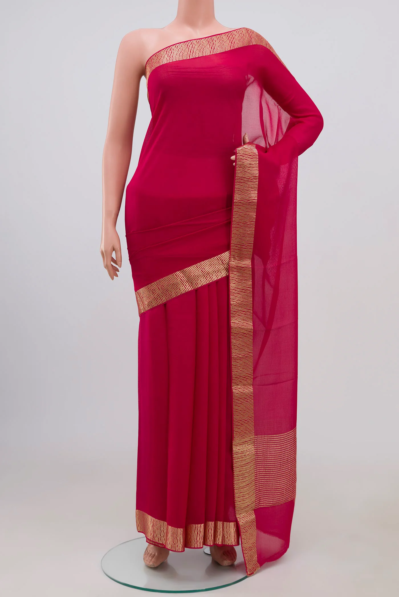 Dark Pink Mysore Chiffon Saree