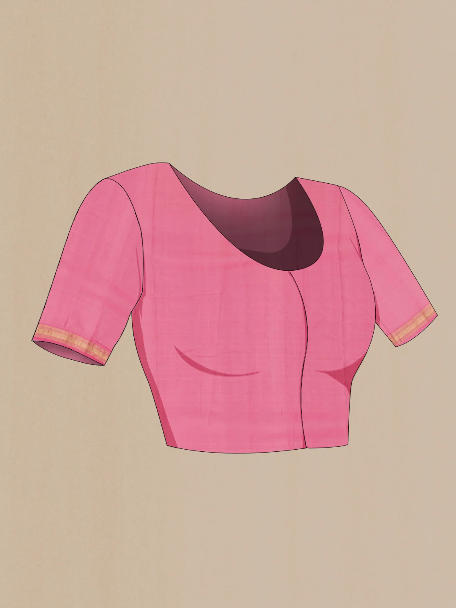 Rose pink Mysore Georgette Saree - Image 4