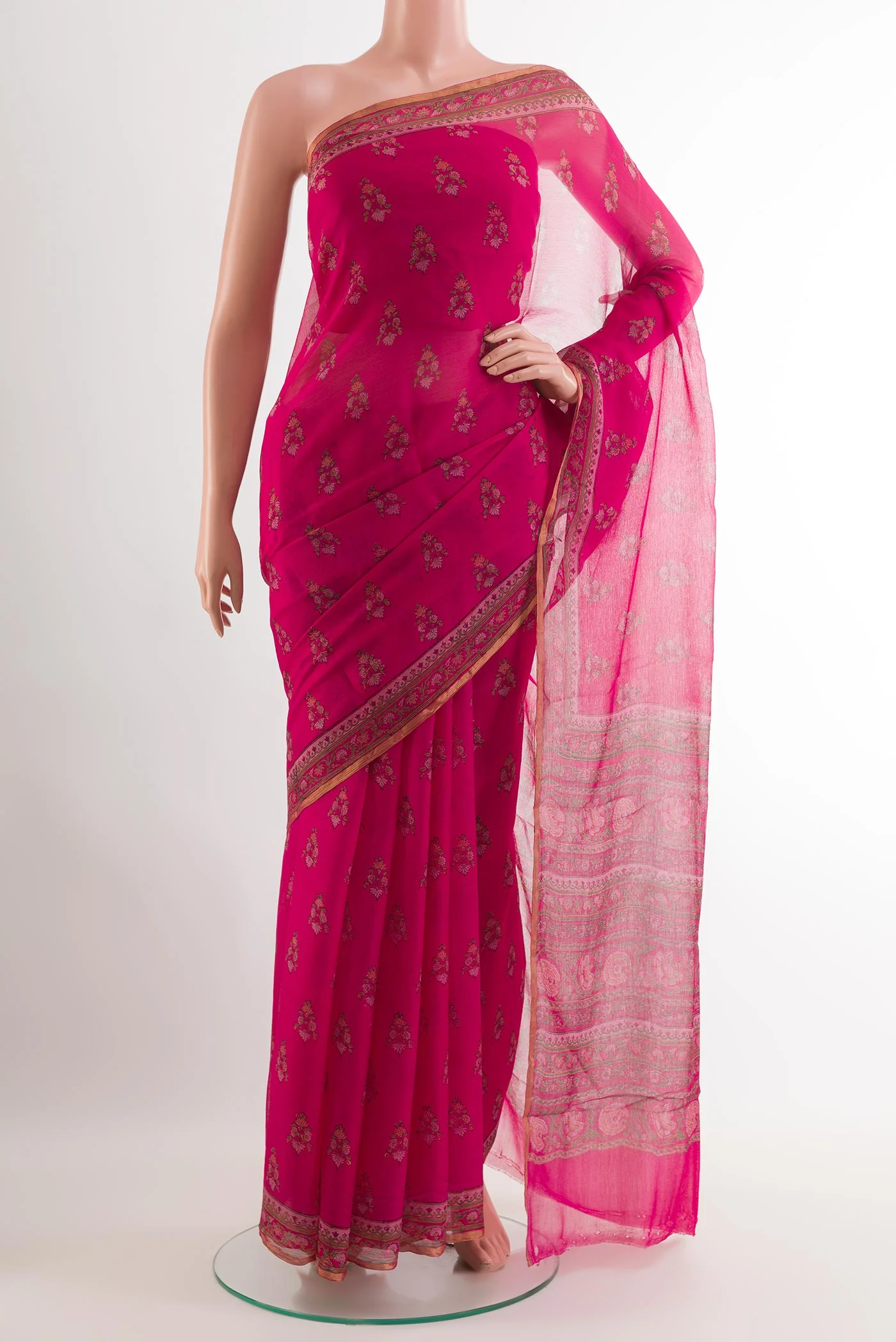 Pink Mysore Chiffon Saree