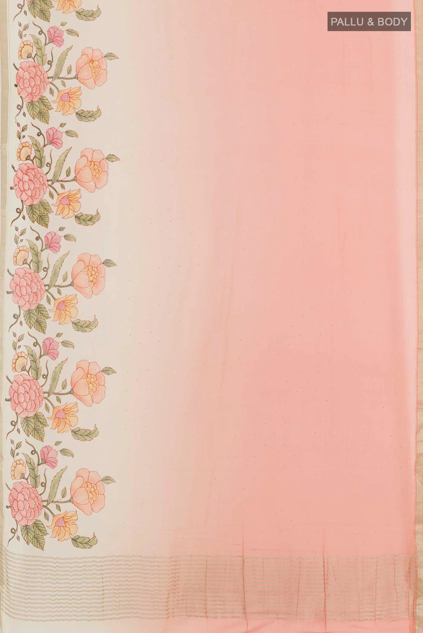 Peach Mysore Chiffon Saree - Image 3