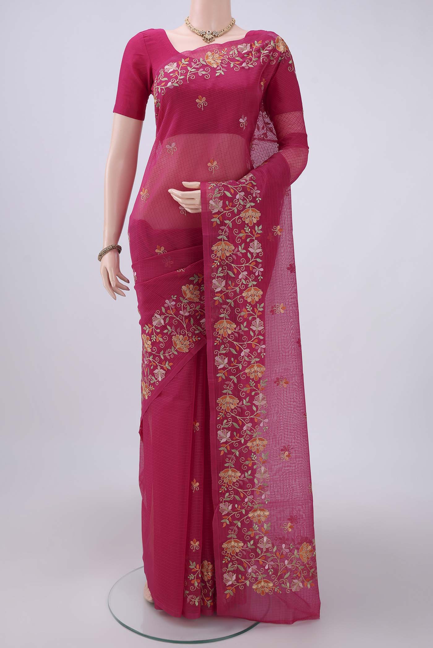 Pink Coimbatore Silk Cotton Saree