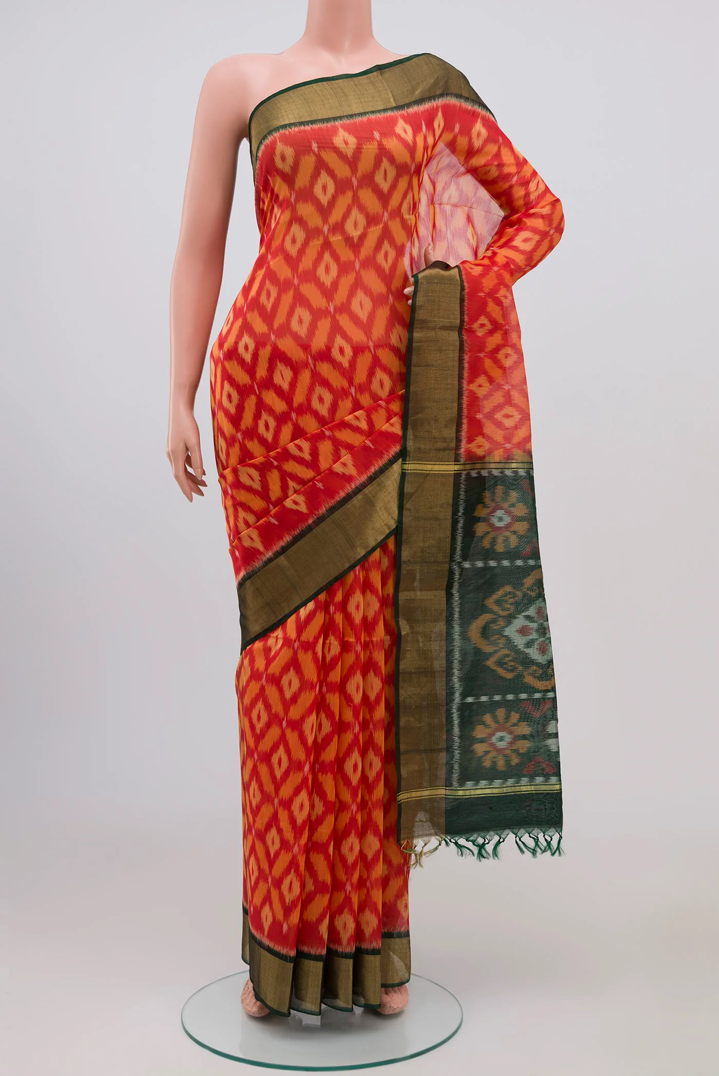 Orange Coimbatore Silk Cotton Saree