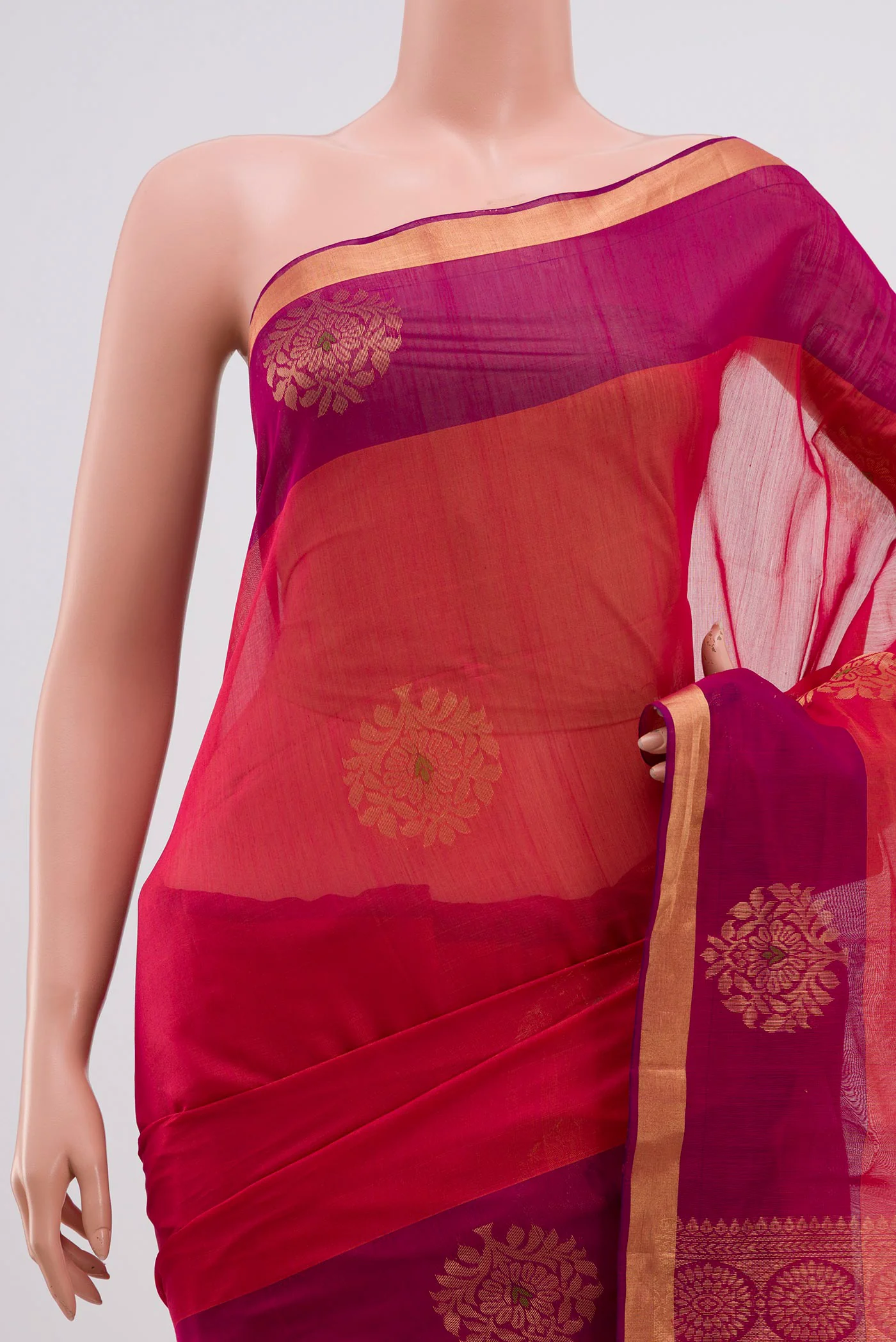 Pink Coimbatore Silk Cotton Saree - Image 2