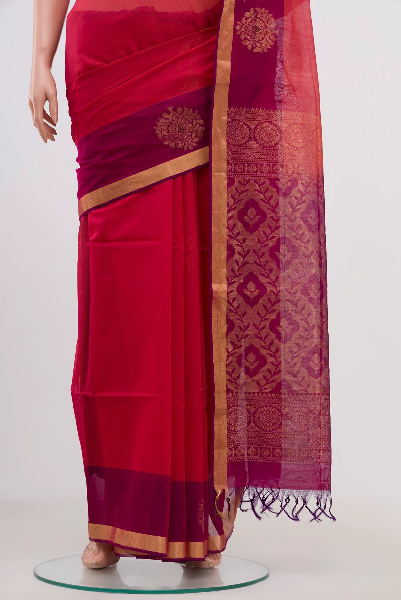Pink Coimbatore Silk Cotton Saree - Image 3