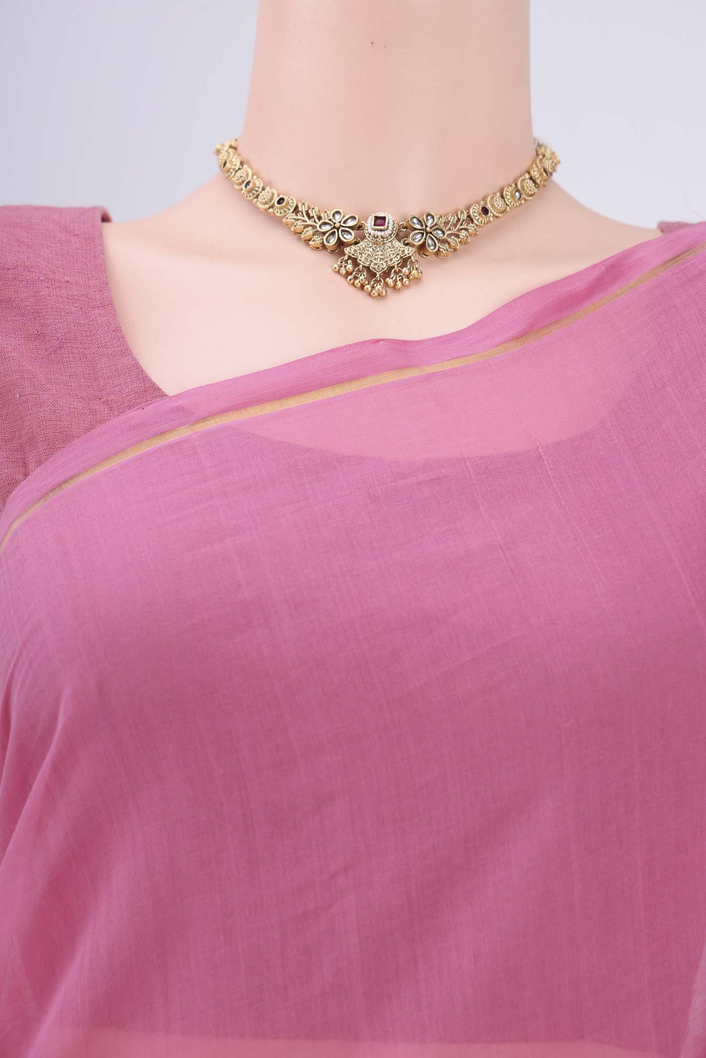 Pink Venkatagiri Cotton Saree - Image 2