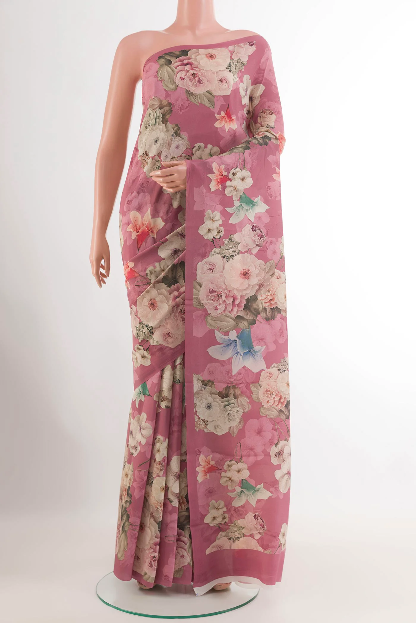 Mauve Mysore Crepe Saree