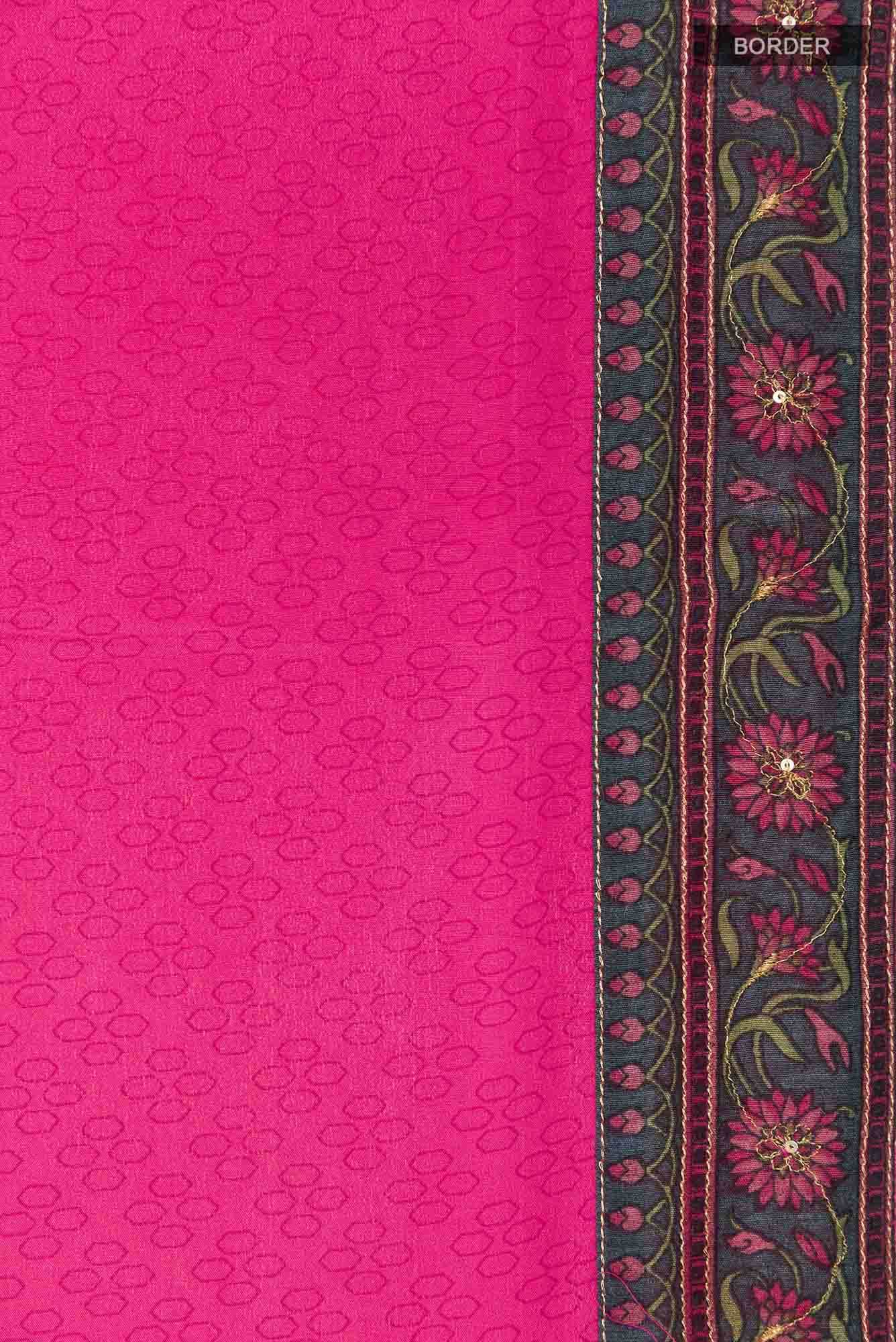 Pink Mysore Crepe Saree - Image 4