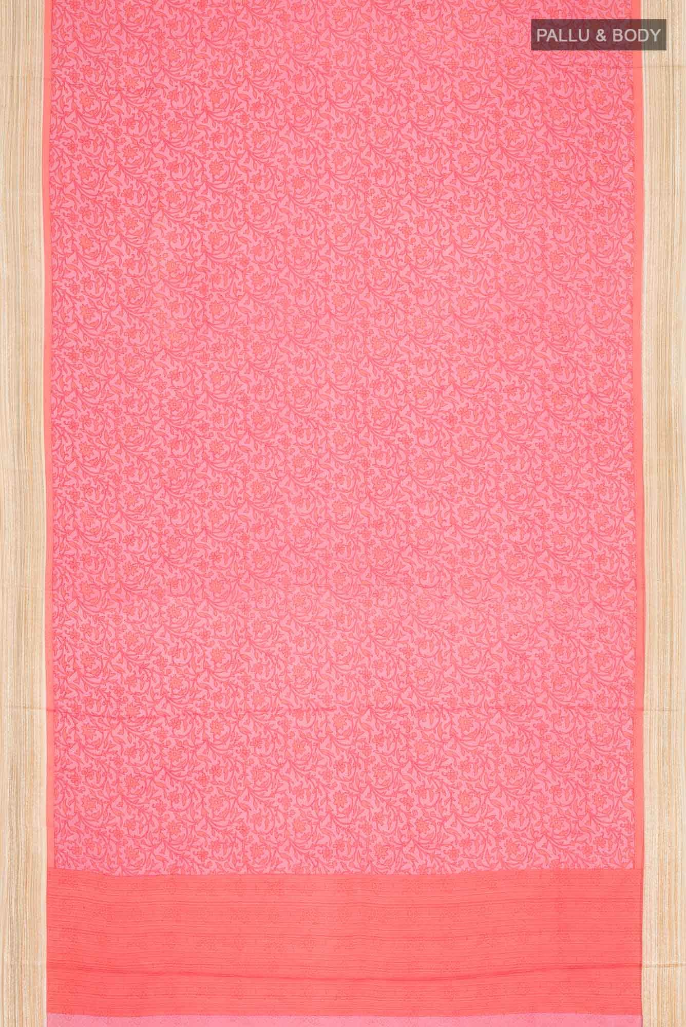 Pink Crepe Saree - Image 3