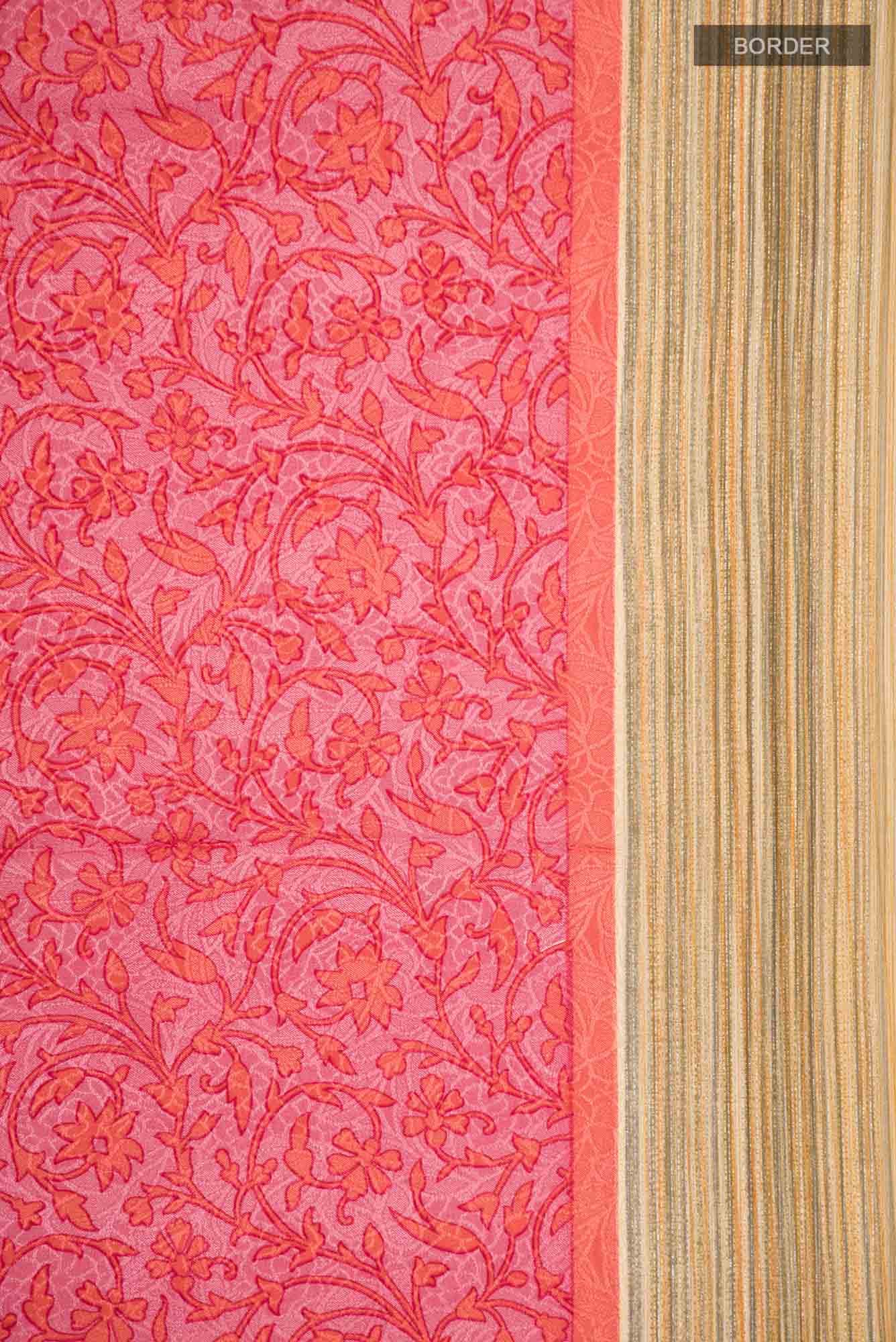 Pink Crepe Saree - Image 4