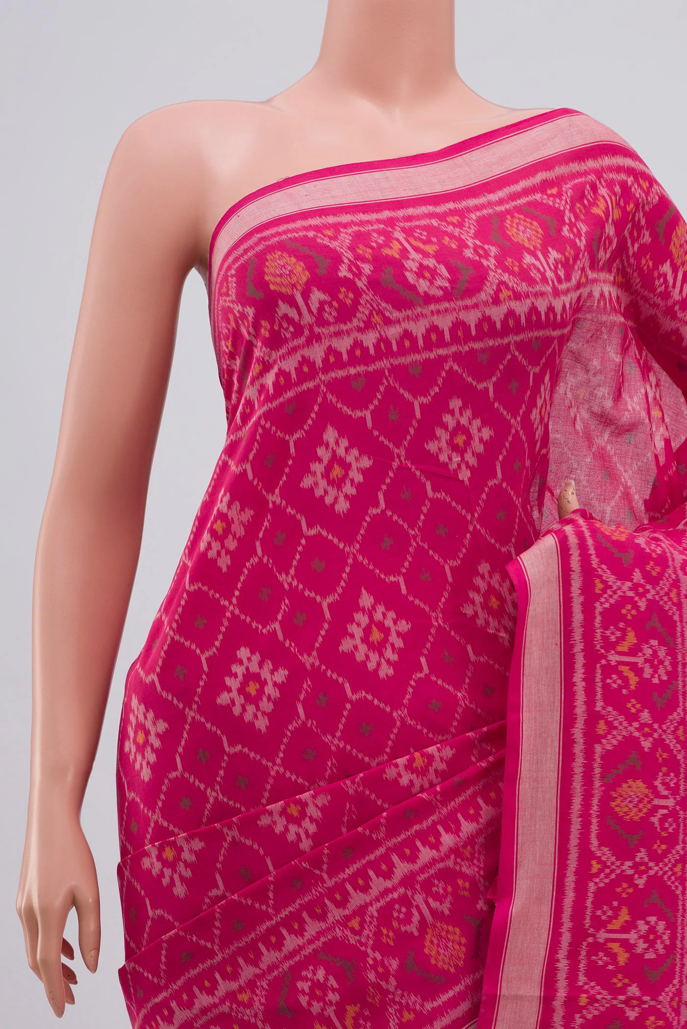 Pink Pochampally Cotton Saree - Image 2
