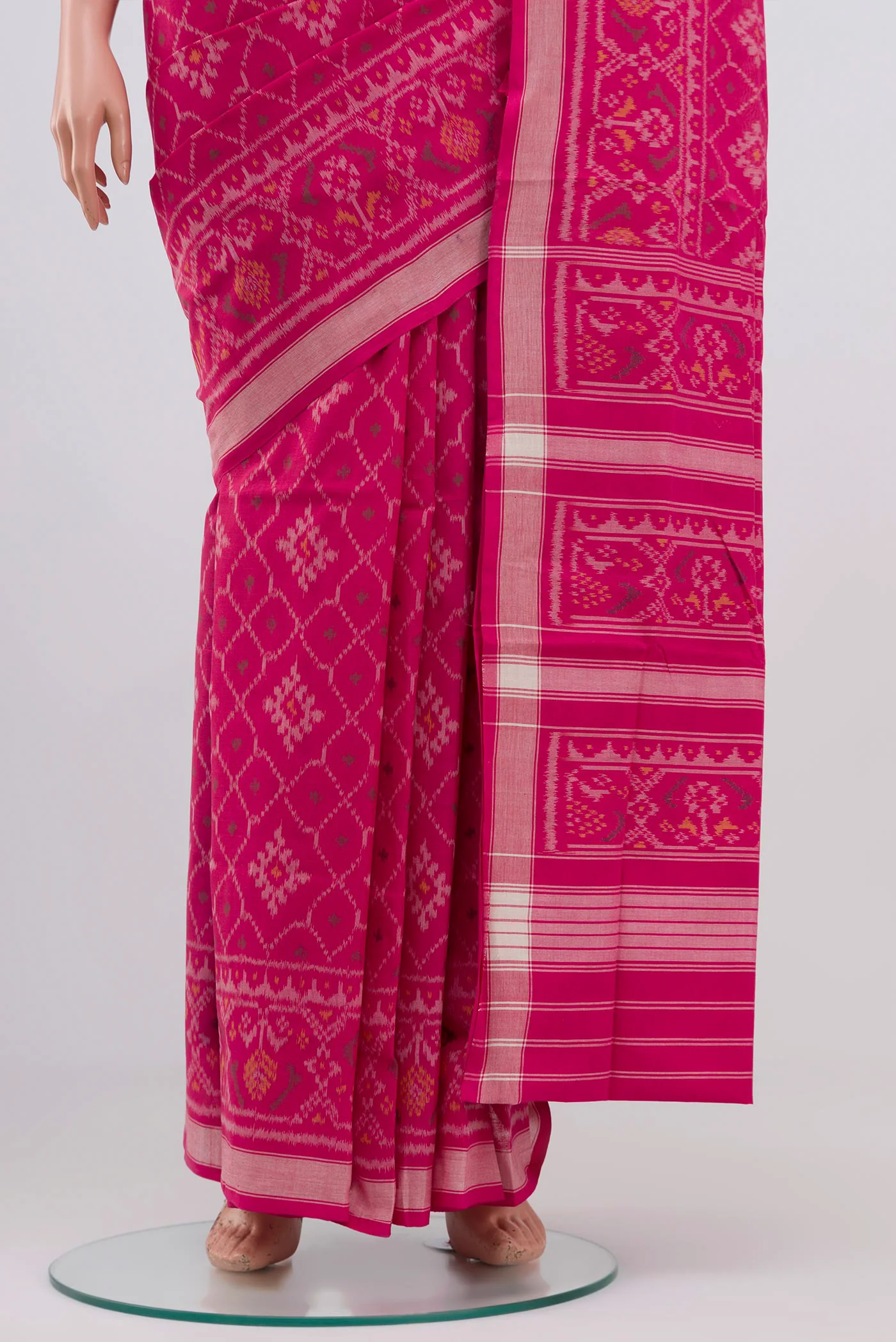 Pink Pochampally Cotton Saree - Image 3