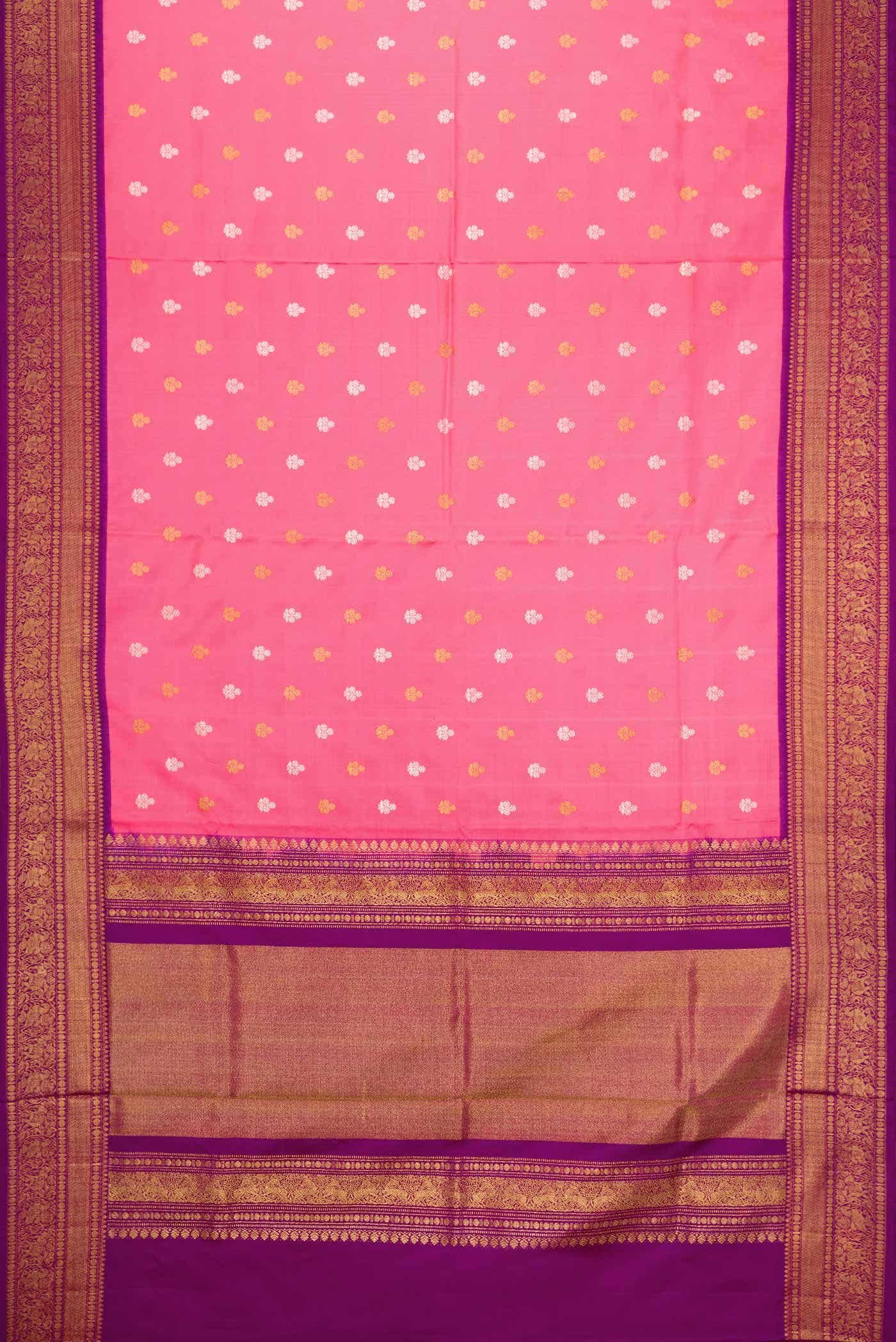 Pink Double Ikat Saree - Image 4