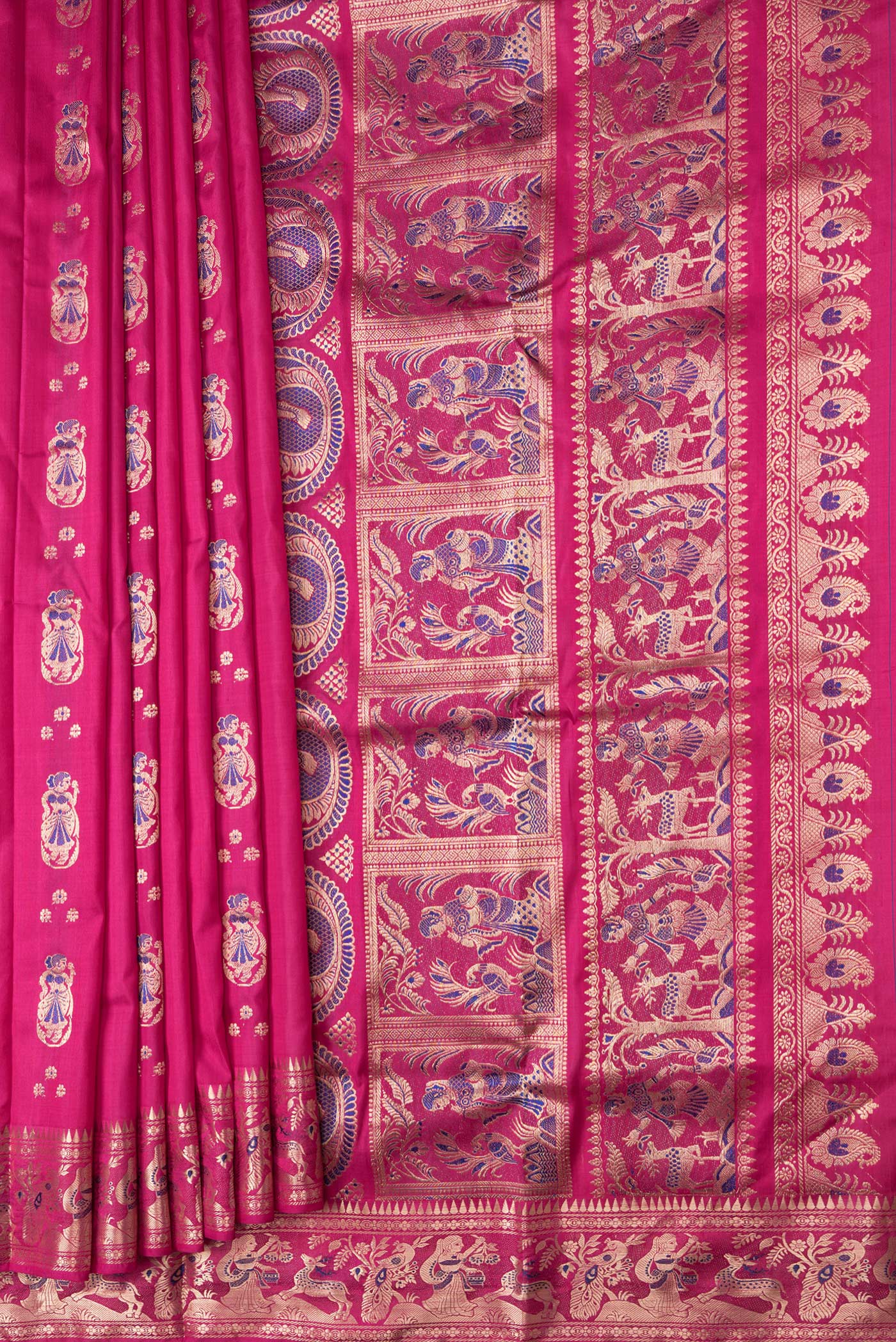 Dark Pink Baluchari Silk Saree - Image 4