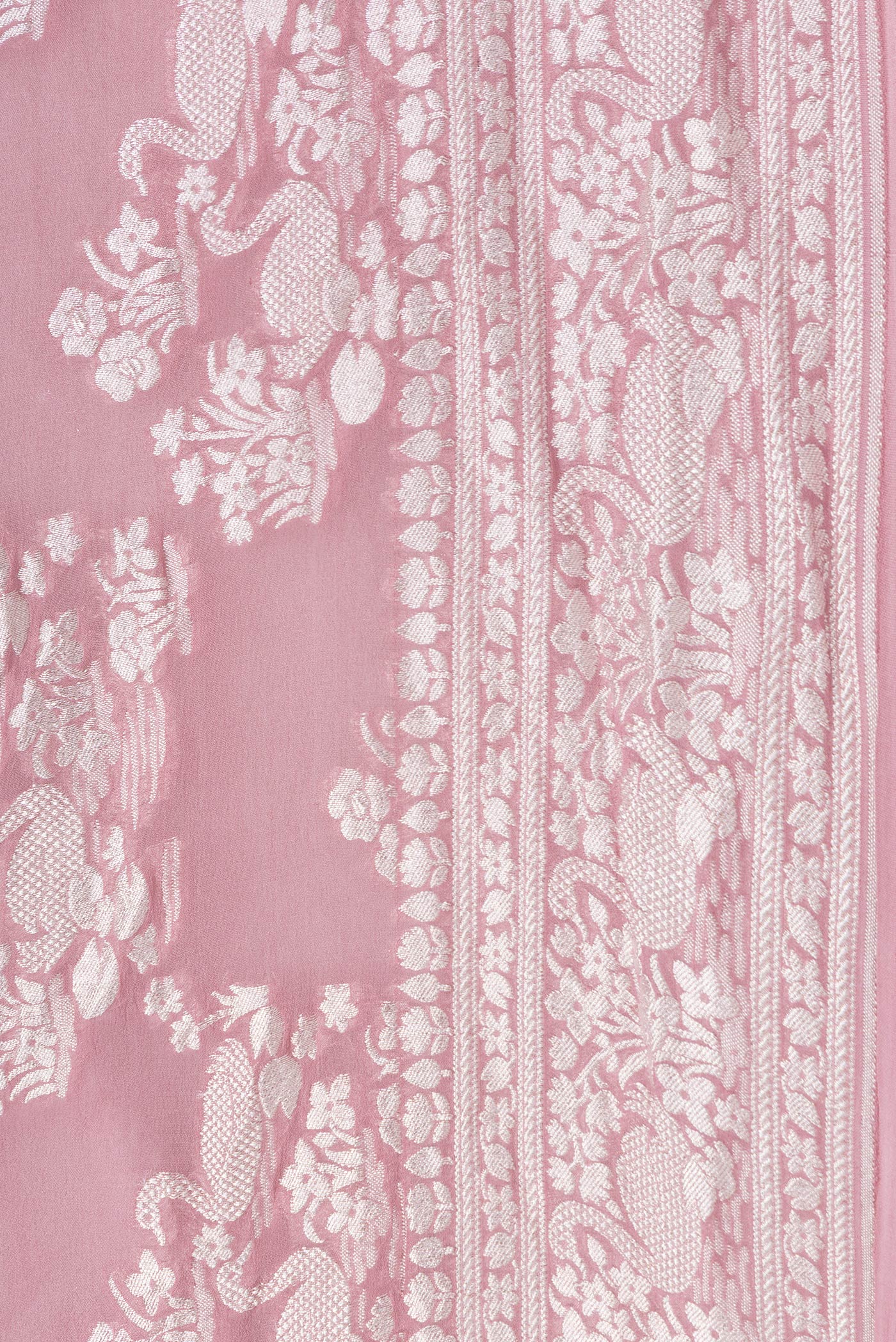 Rose pink Banarasi Georgette Saree - Image 3