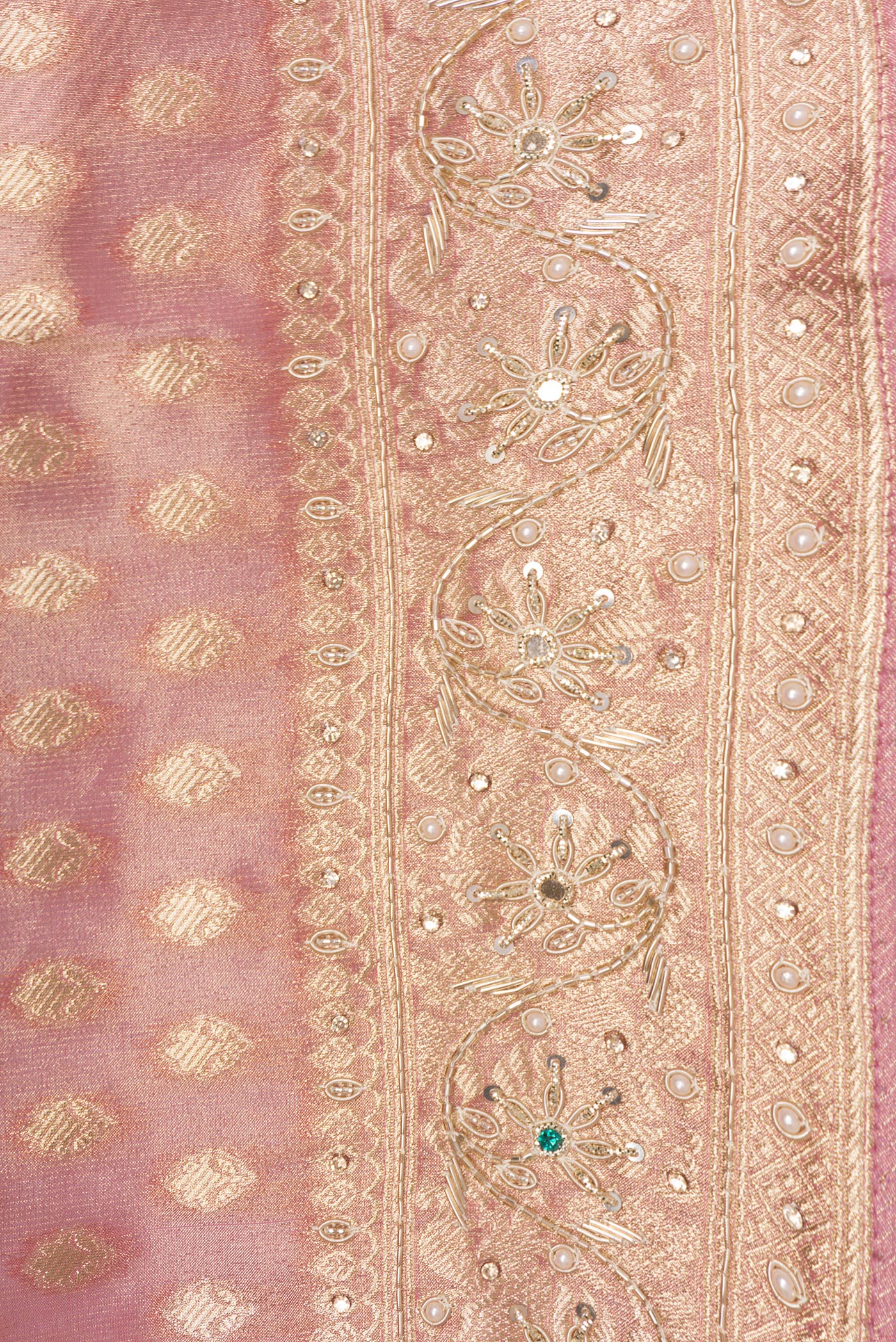 Rose pink Banarasi Georgette Saree - Image 3