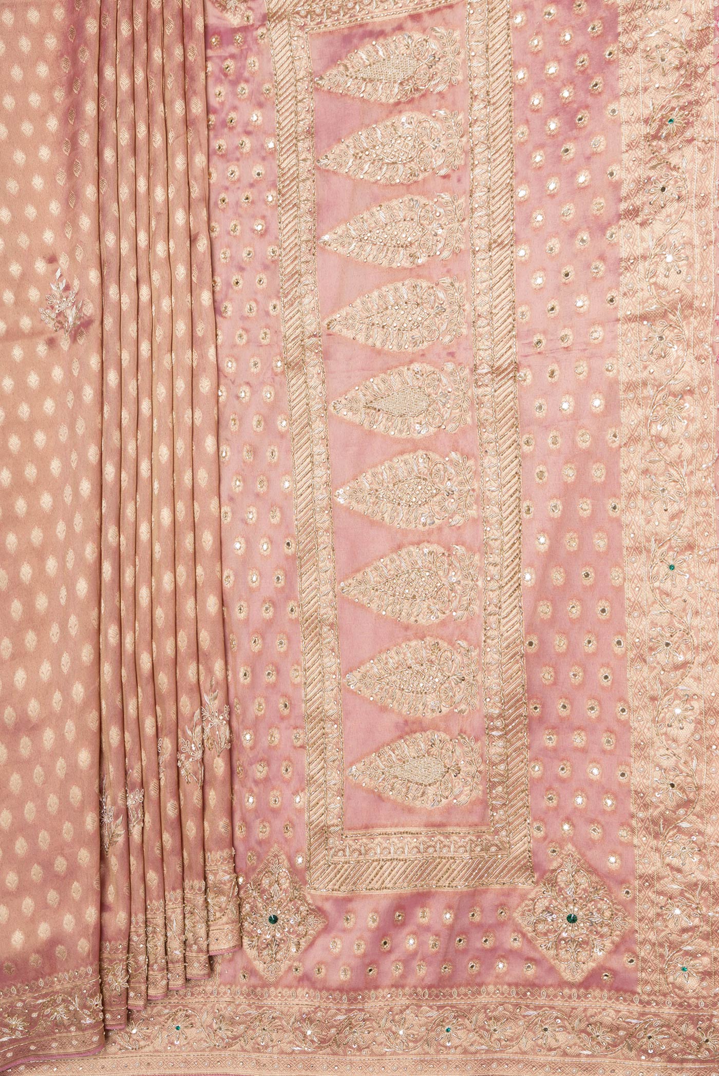Rose pink Banarasi Georgette Saree - Image 4