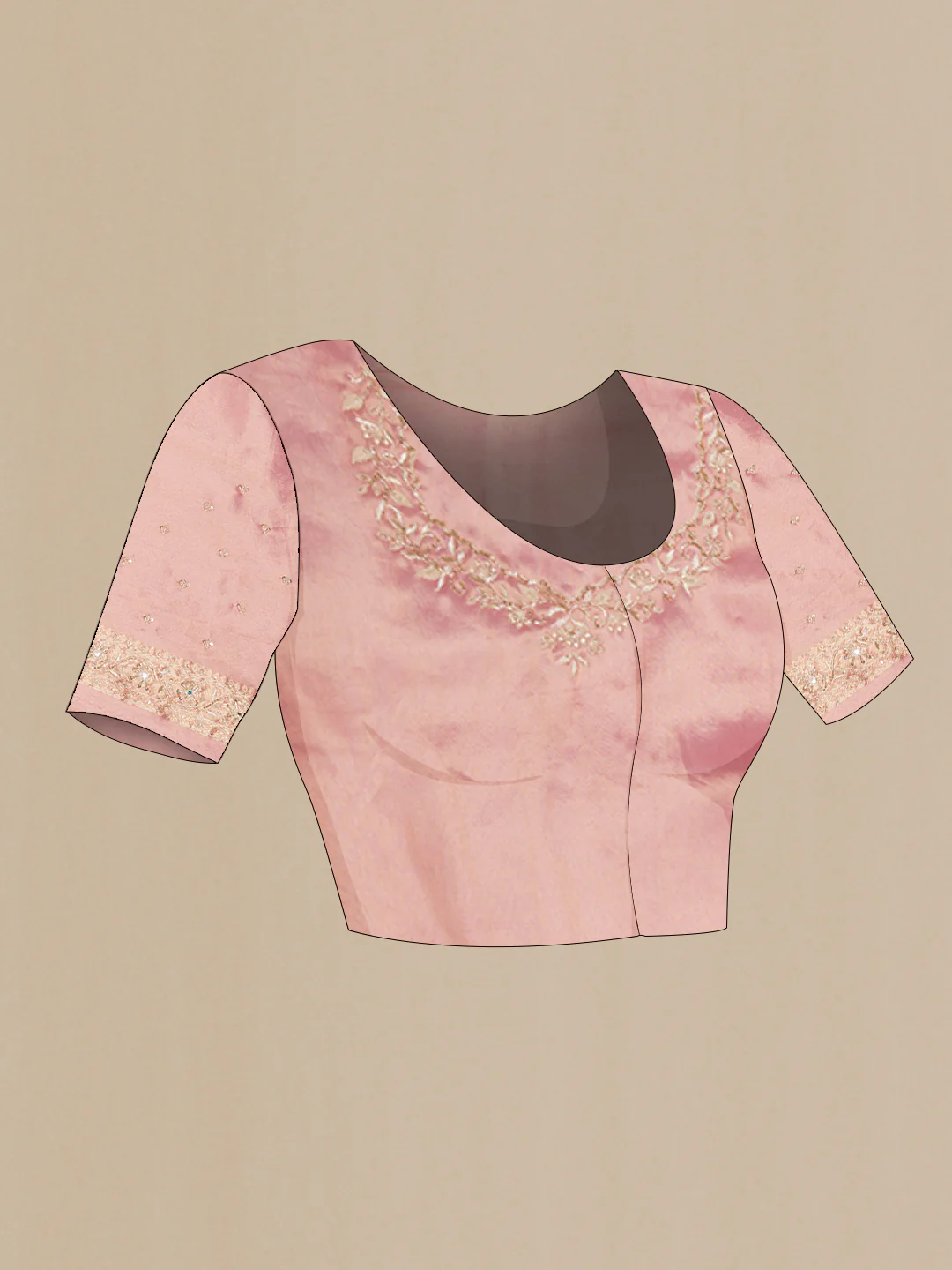 Rose pink Banarasi Georgette Saree - Image 5