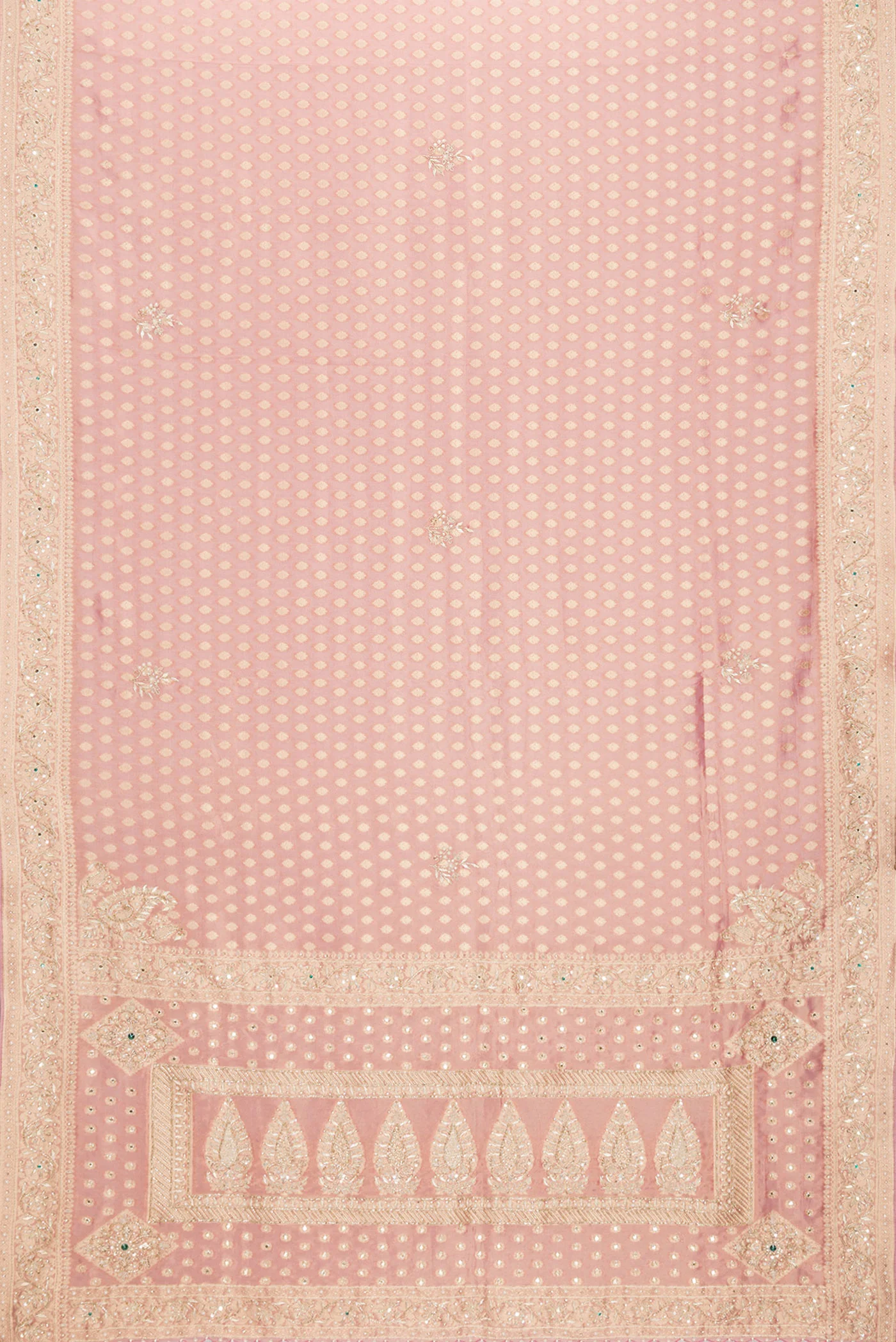 Rose pink Banarasi Georgette Saree - Image 6