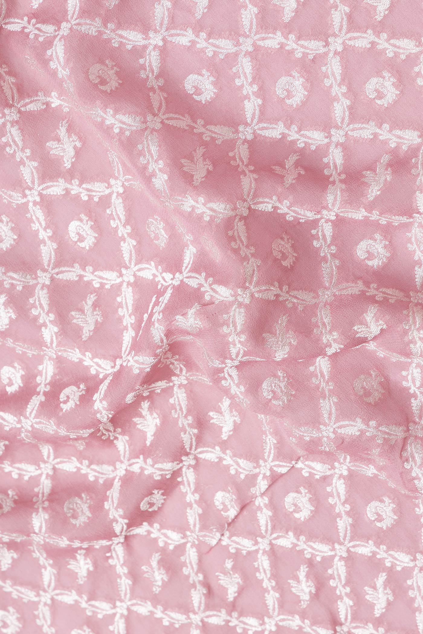 Rose pink Banarasi Georgette Saree - Image 2