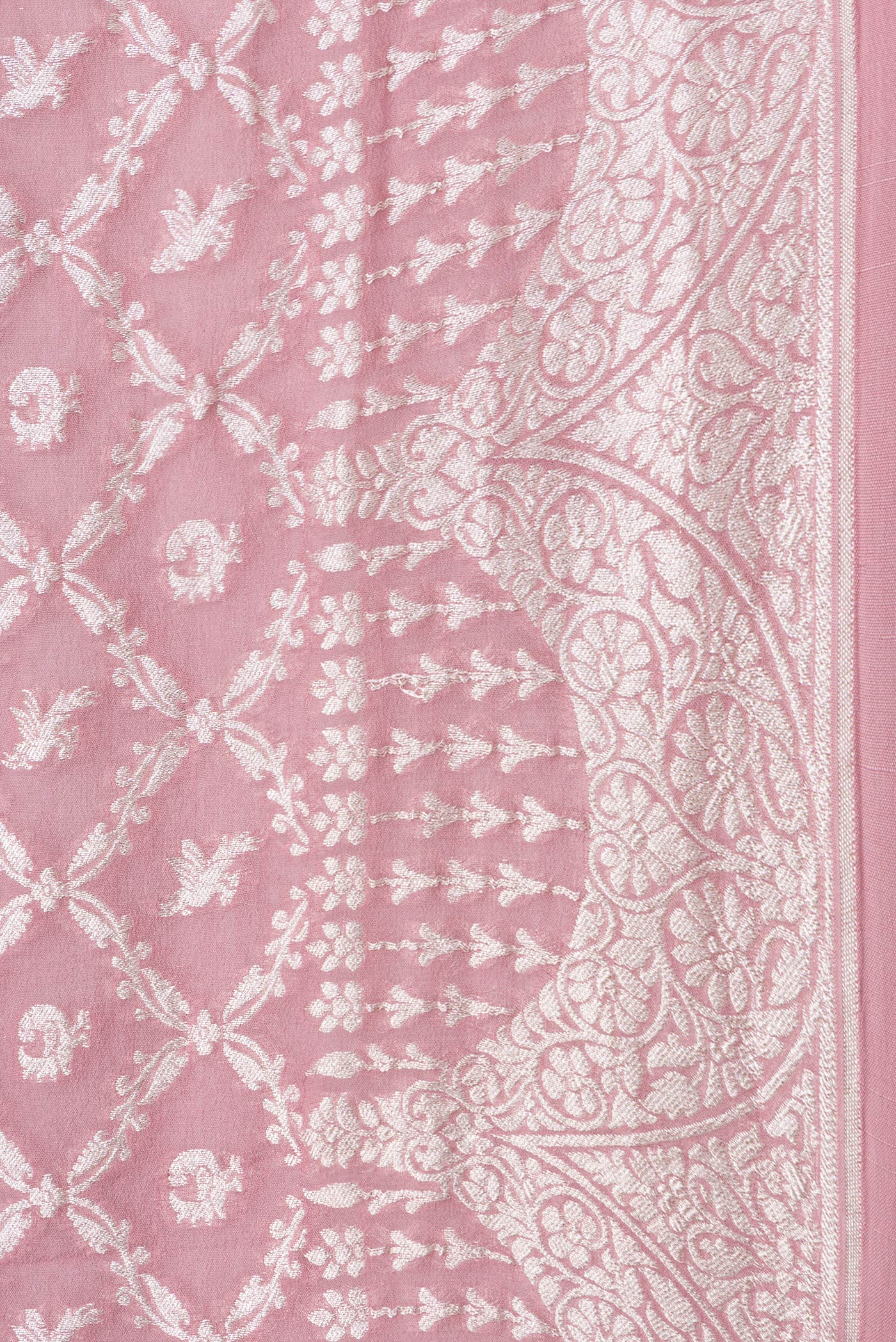Rose pink Banarasi Georgette Saree - Image 3