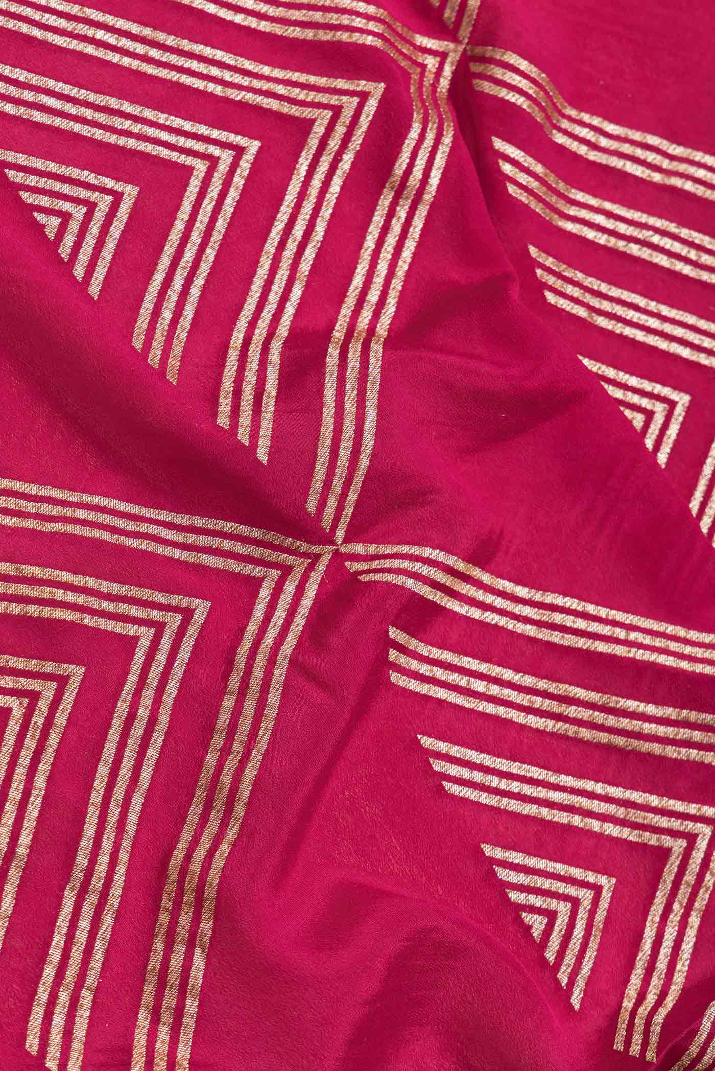 Dark Pink Mysore Crepe Saree - Image 2