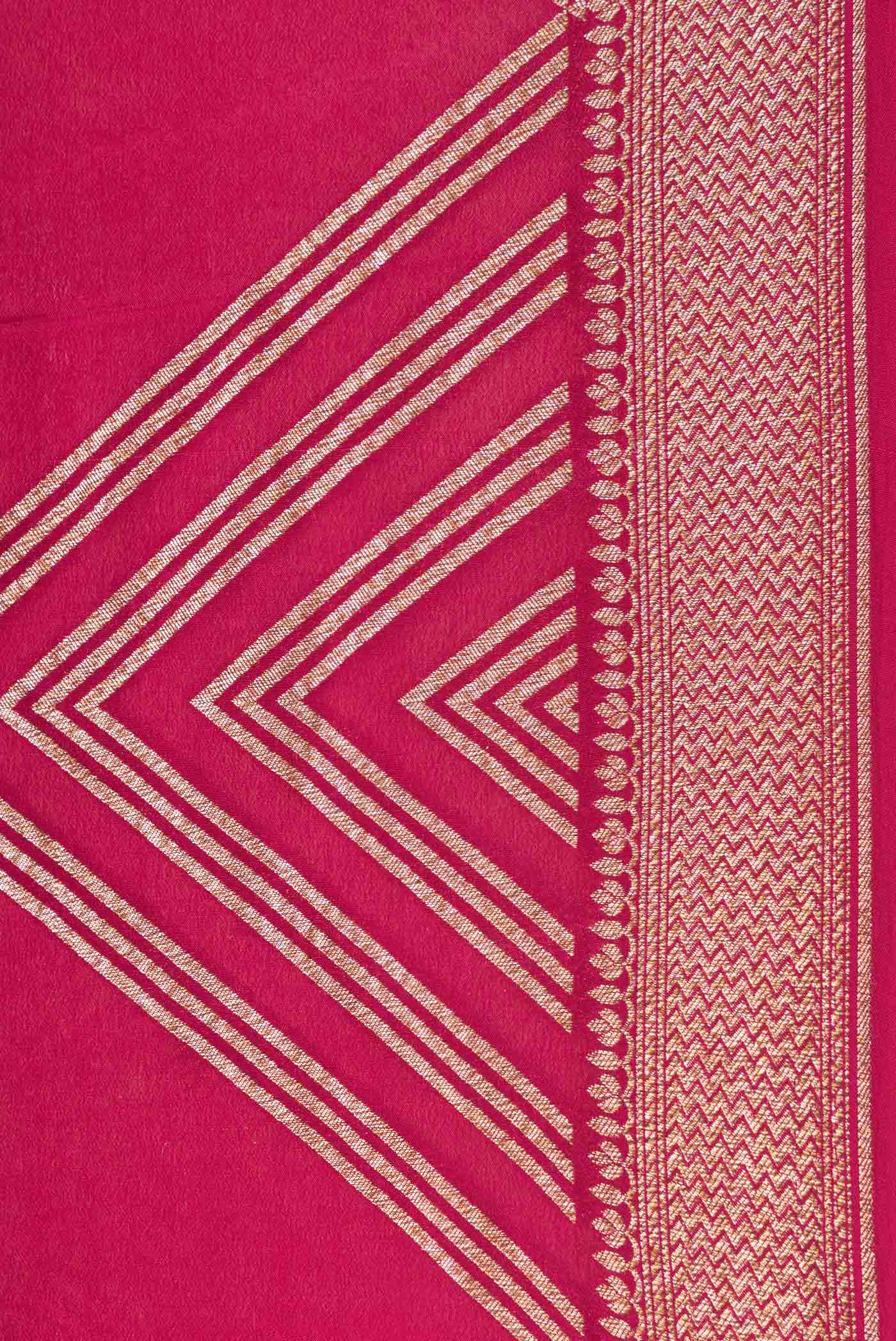 Dark Pink Mysore Crepe Saree - Image 3