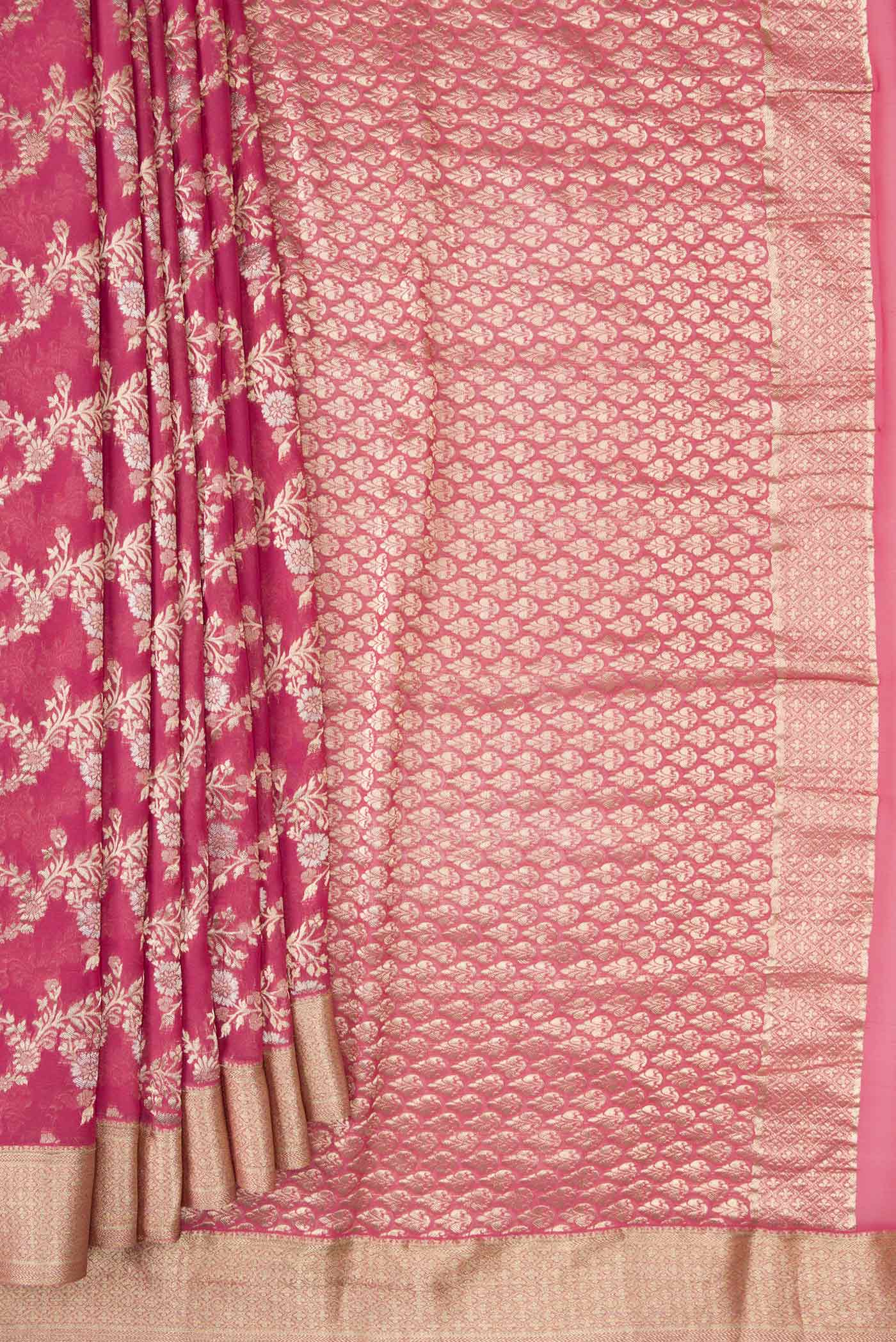 Pink Mysore Georgette Saree - Image 4