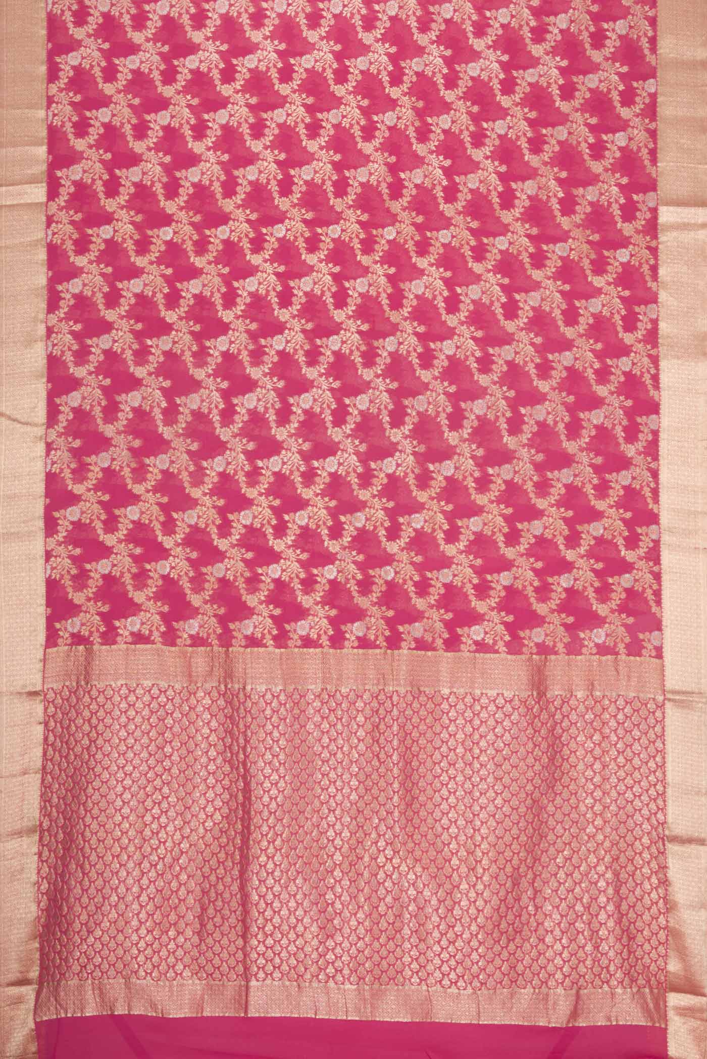Pink Mysore Georgette Saree - Image 6