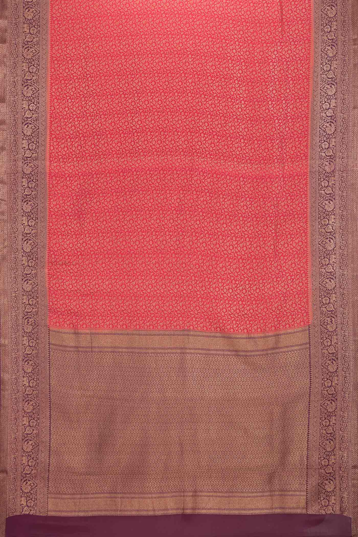 Red Mysore Crepe Saree - Image 6