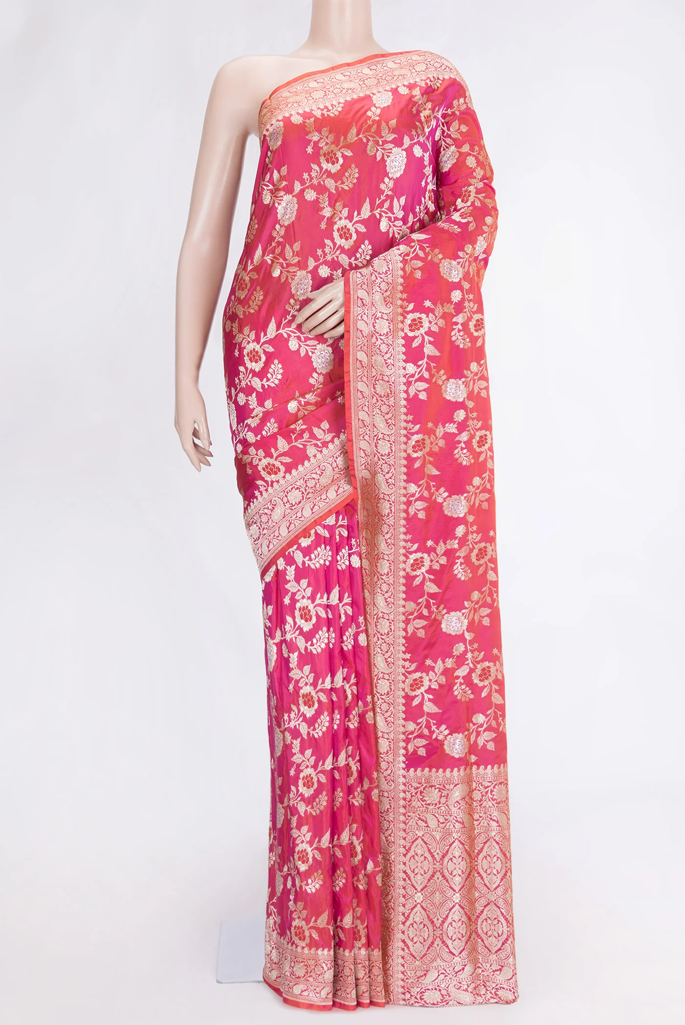 Pink Dual Tone Banarasi Silk Saree