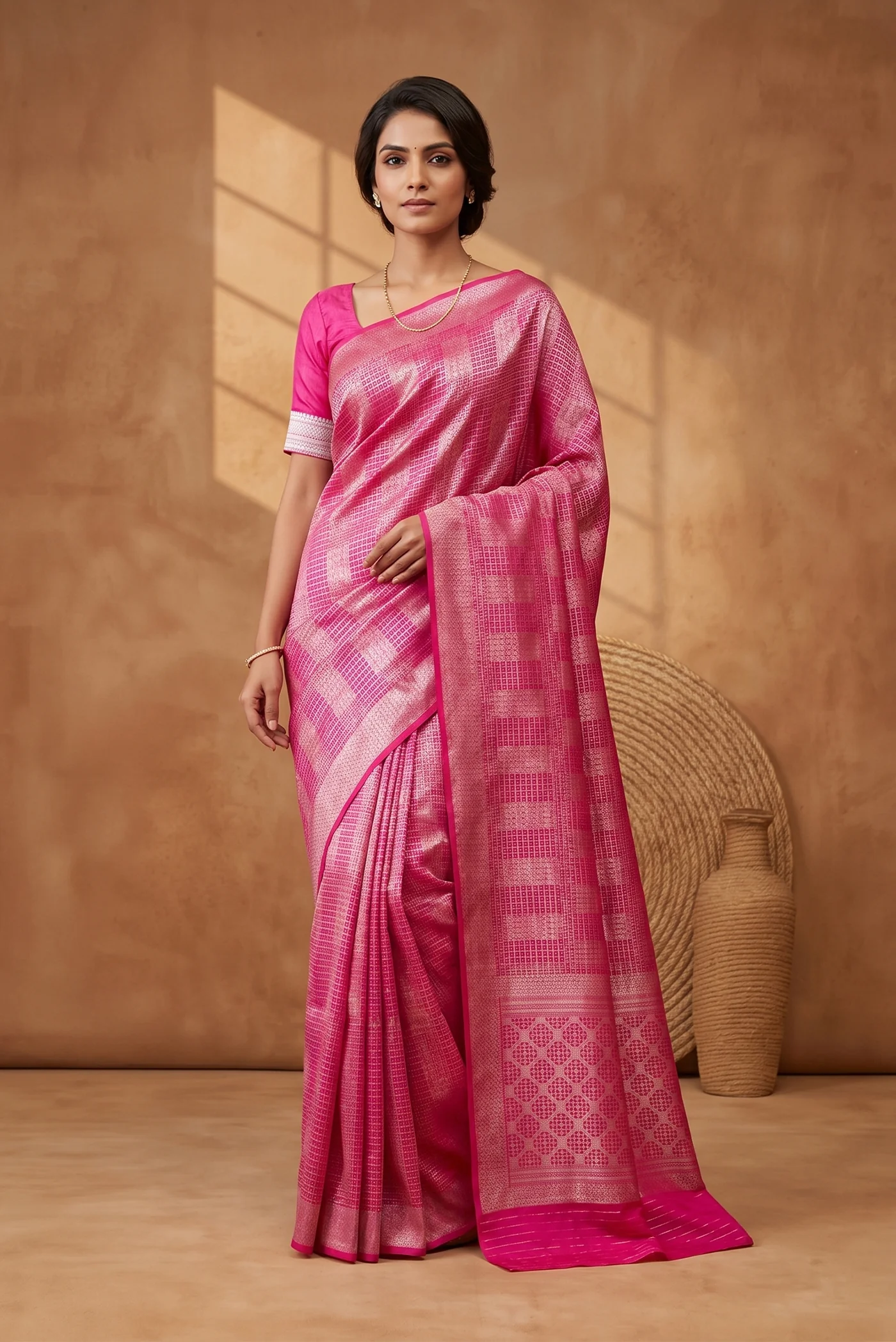 Pink Banarasi Silk Saree