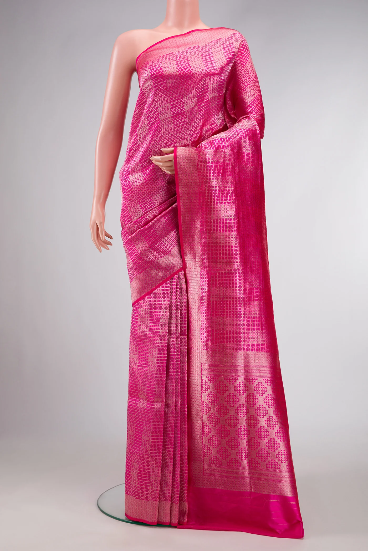 Pink Banarasi Silk Saree - Image 2