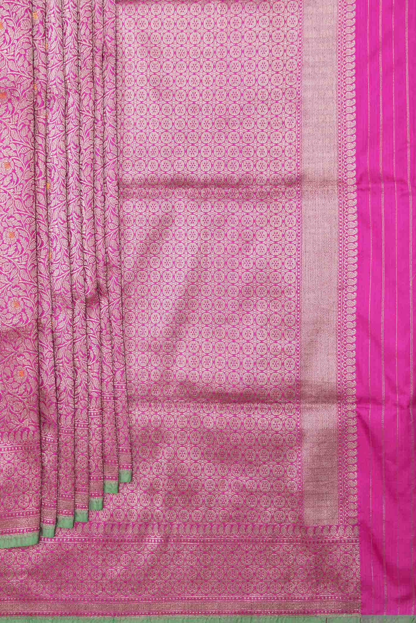 Pink Dual Tone Banarasi Silk Saree - Image 2