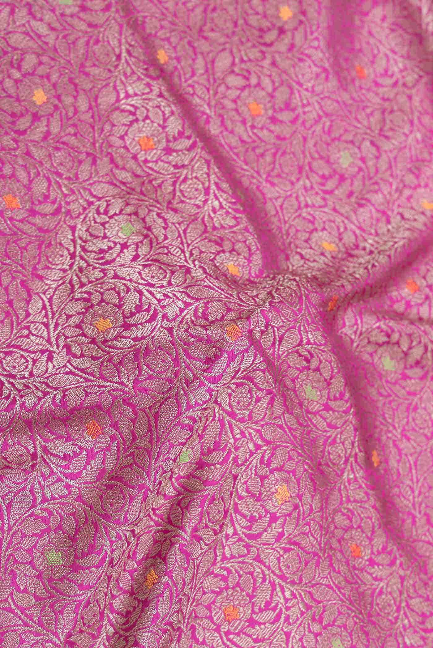 Pink Dual Tone Banarasi Silk Saree - Image 3