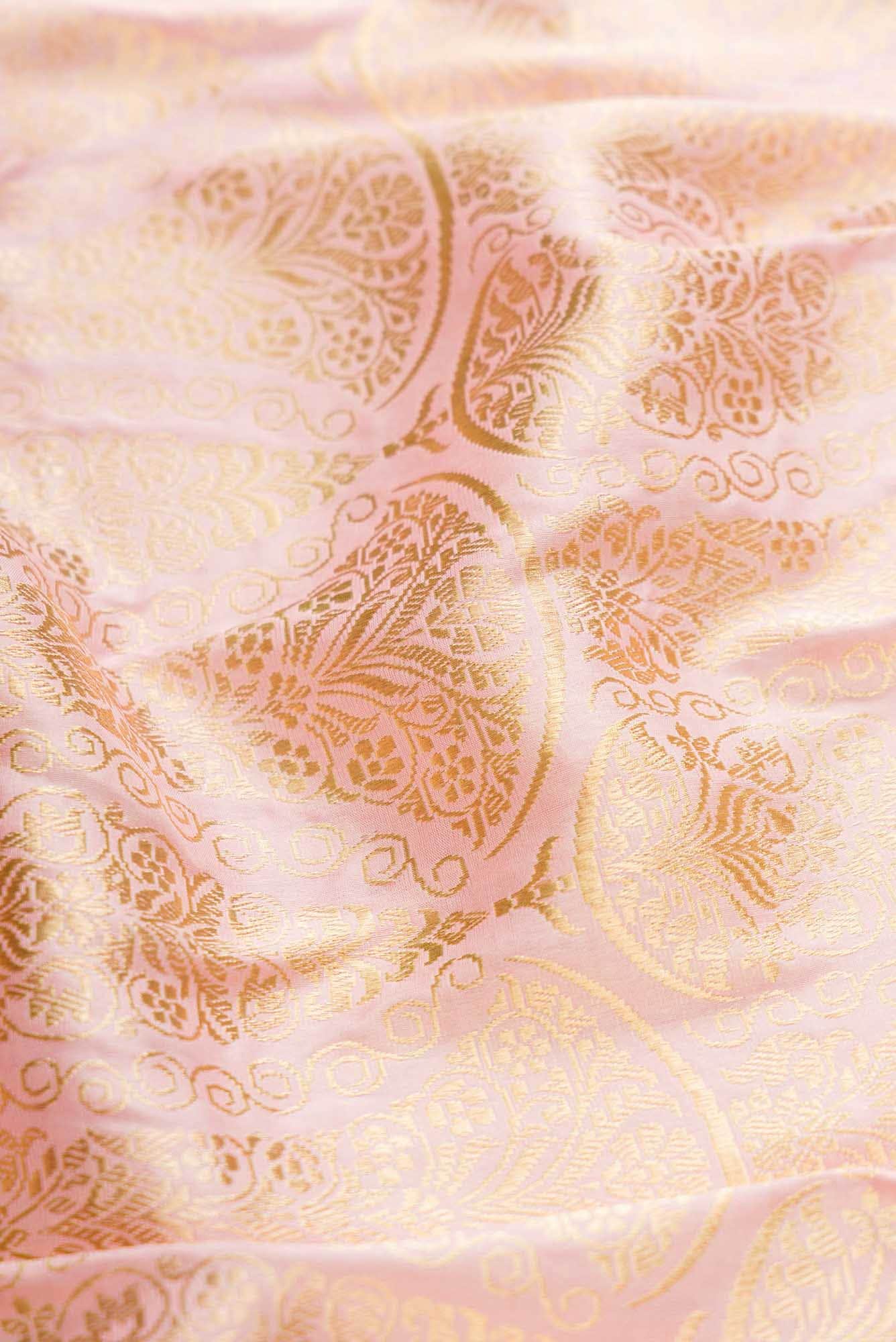 Pure Silk Pure Zari Rose pink Banarasi Saree - Image 3