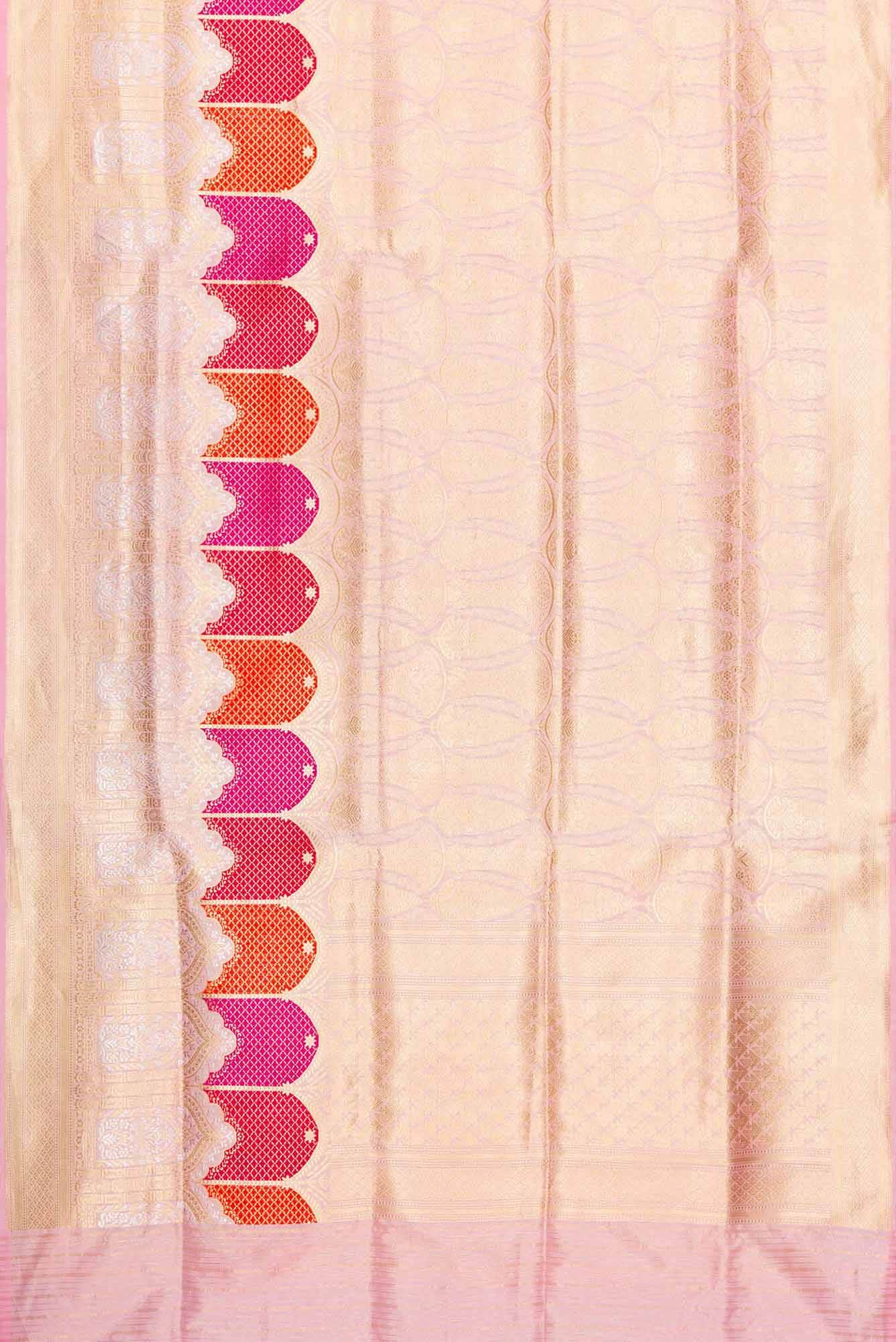 Pure Silk Pure Zari Rose pink Banarasi Saree - Image 4